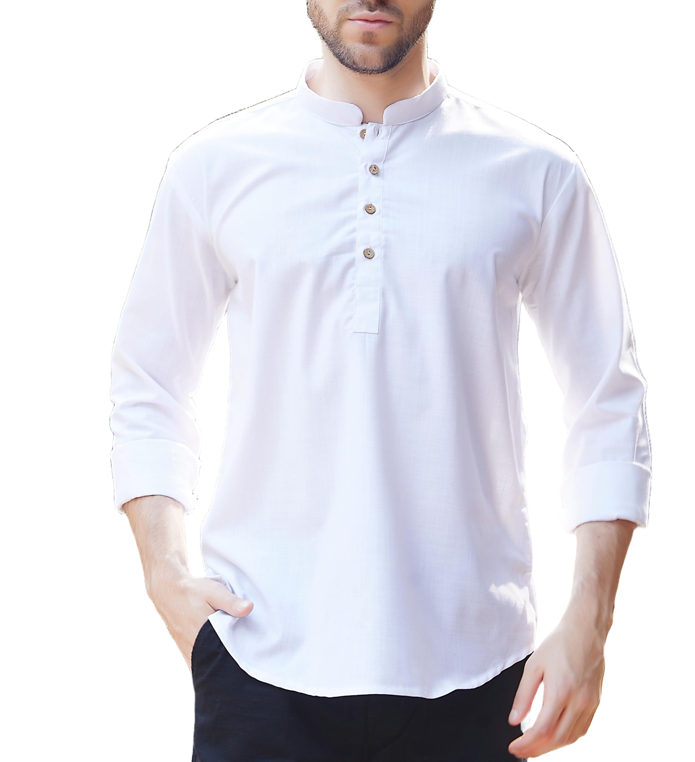 Divisive Men's Cotton Relaxed Fit Short Kurta (Dkrt847_Xl_White)