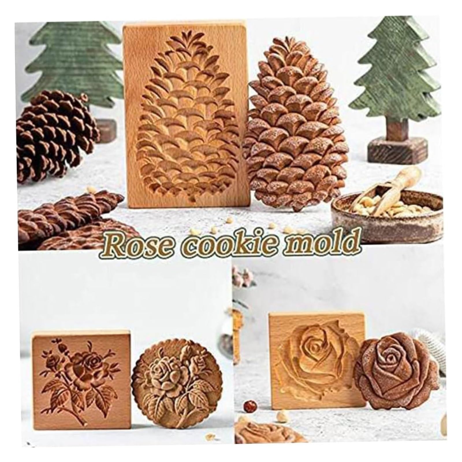 Forma do ciastek， DIY forma do pieczenia 3D Rose Press stempel na przyjęcie weselne przybory kuchenne, foremki ciastek