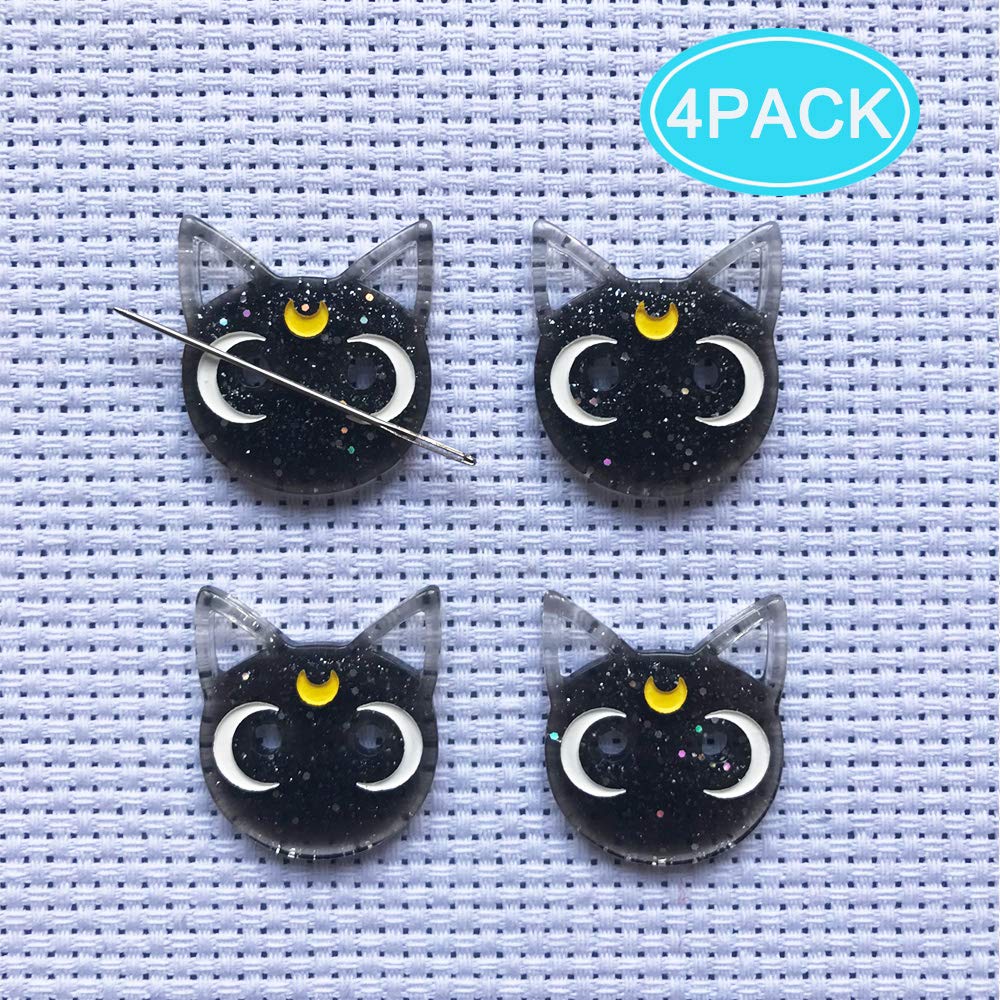Stitching Assistant Black Cat on Embroidery Hoop Enamle Needle Minder to Keep Track of Your Needle Cross Stitch Accessories