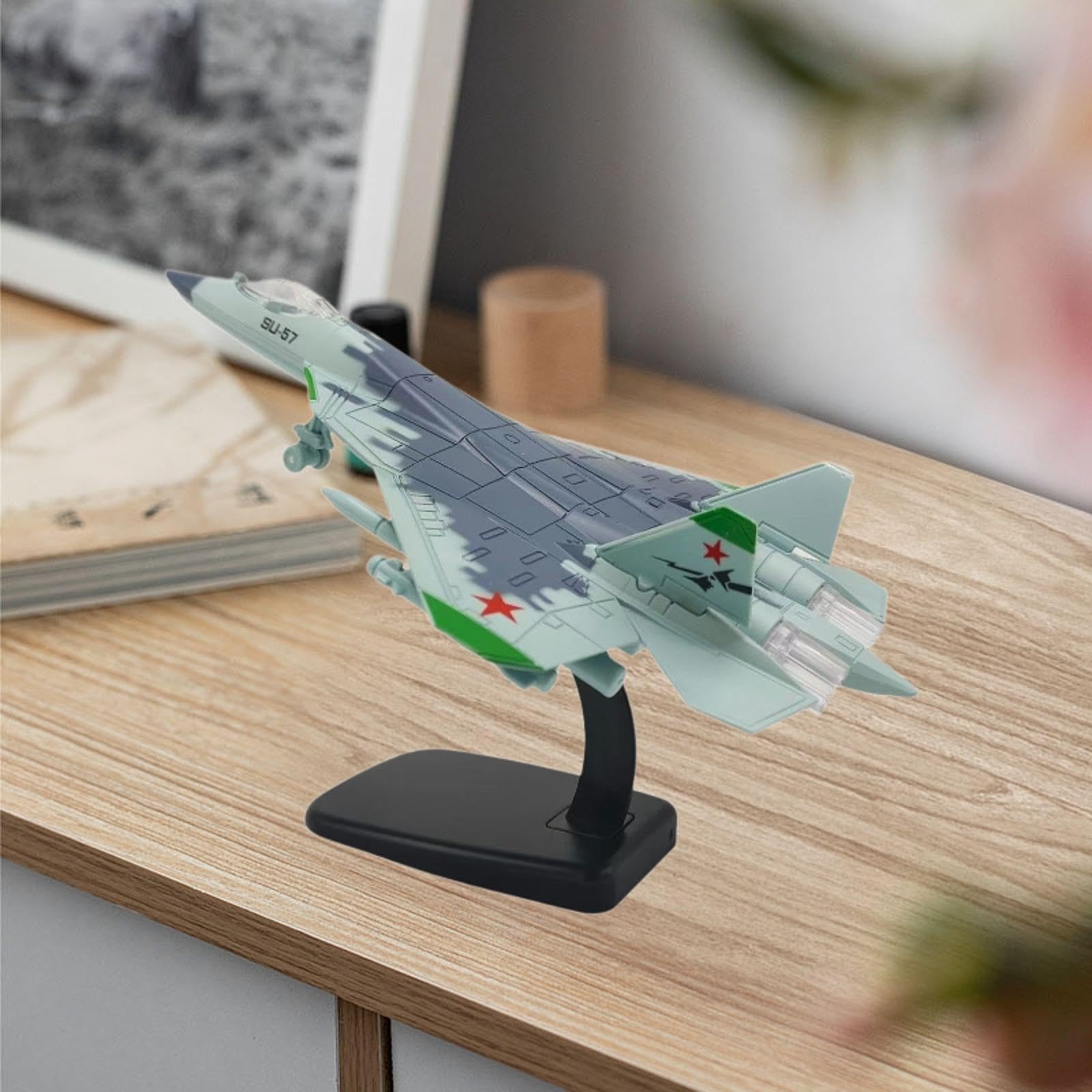 Modellino di Aereo in 1:72, Decorazione da Tavolo, Giocattolo in Miniatura con Base per Bar, Soggiorno, Mensola, Mobile TV, Ufficio, Blu