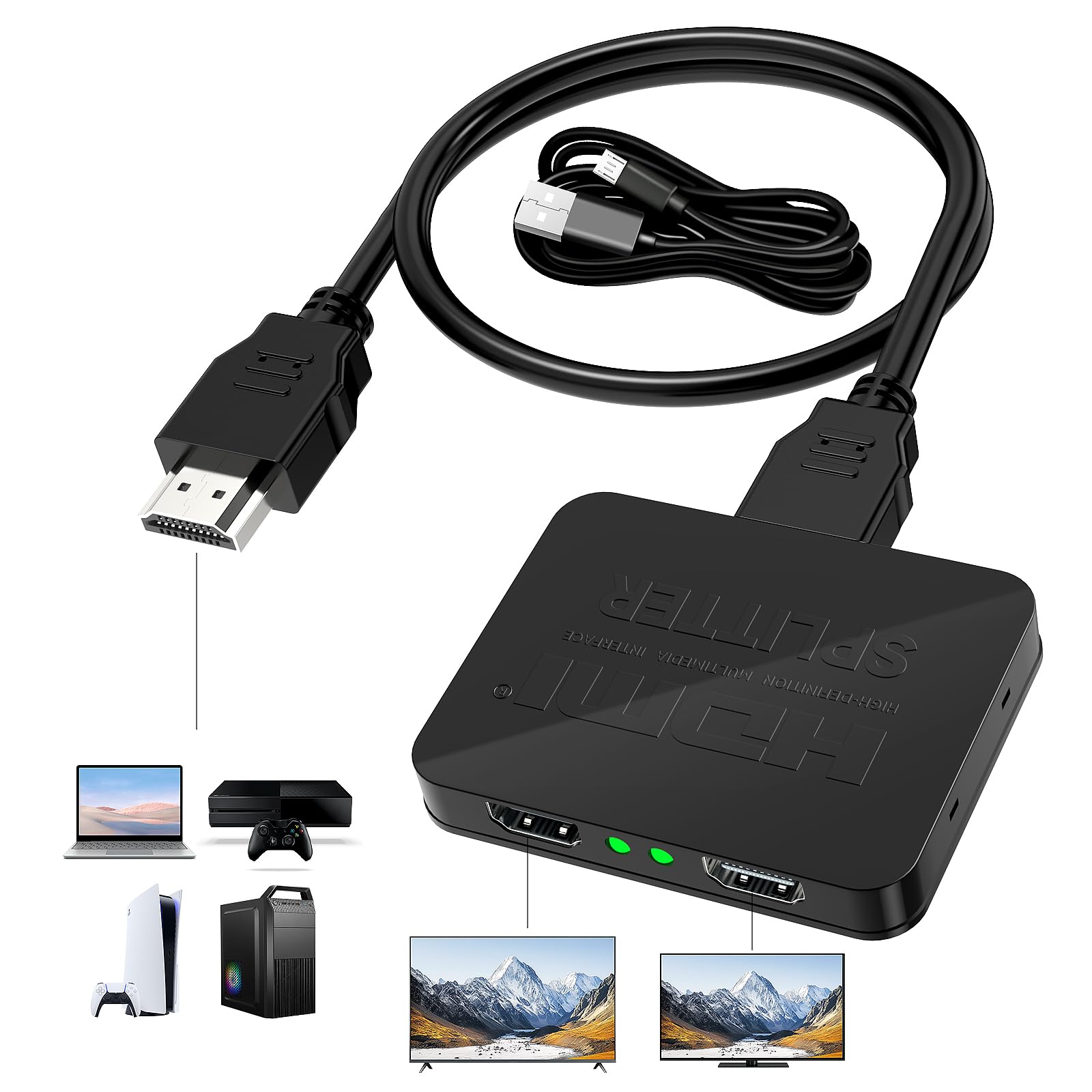 Amazon | HDMI 分配器 1入力2出力【業界の技術革新-安定版】4Kx2K@60Hz