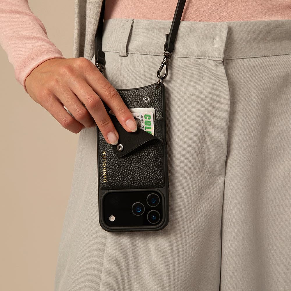 BANDOLIER iPhone17ProMax ケース＆ストラップ 黒 Amazon.com: Bandolier Hailey Crossbody Wallet Phone Case for