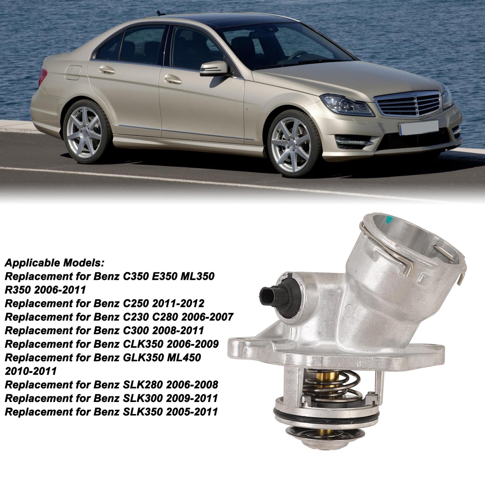 Mercedes Engine Thermostat + Housing + Sensor + Seal Kit - Wahler OEM 4834100D / 2722000415 For C-Class, E-Class, ML, GLK Models
