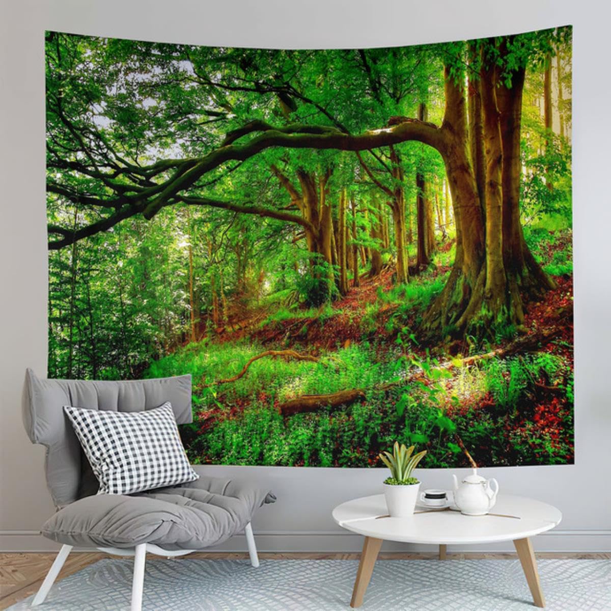 Arazzo Foresta Montana 150x150 Cm - Decorazione Per Pareti Interni Ed Esterni - Foto 14