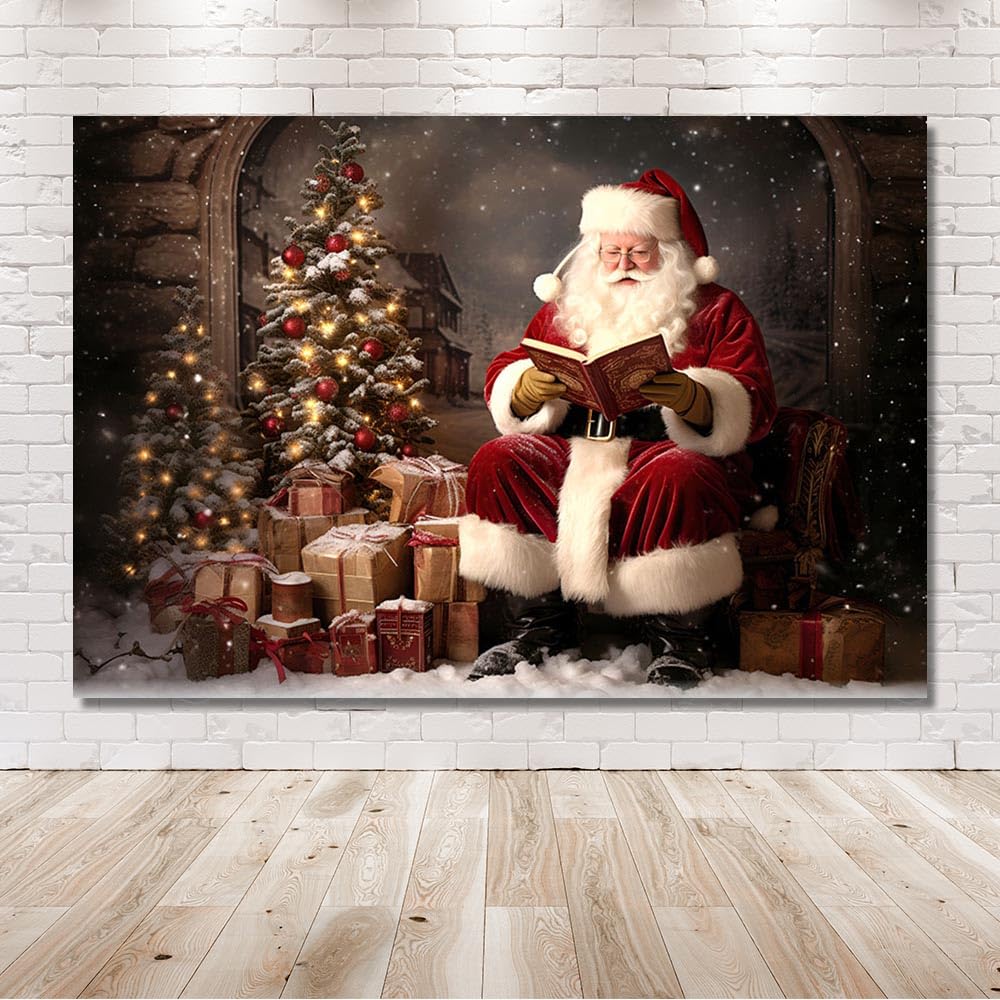 MEHOFOND 7x5ft Christmas Backdrop Santa Claus Story Book Christmas Tree Gift Fireplace christmas backdrops for photography Children Portrait Home Party Decoration Banner Studio Supplies - Image 2