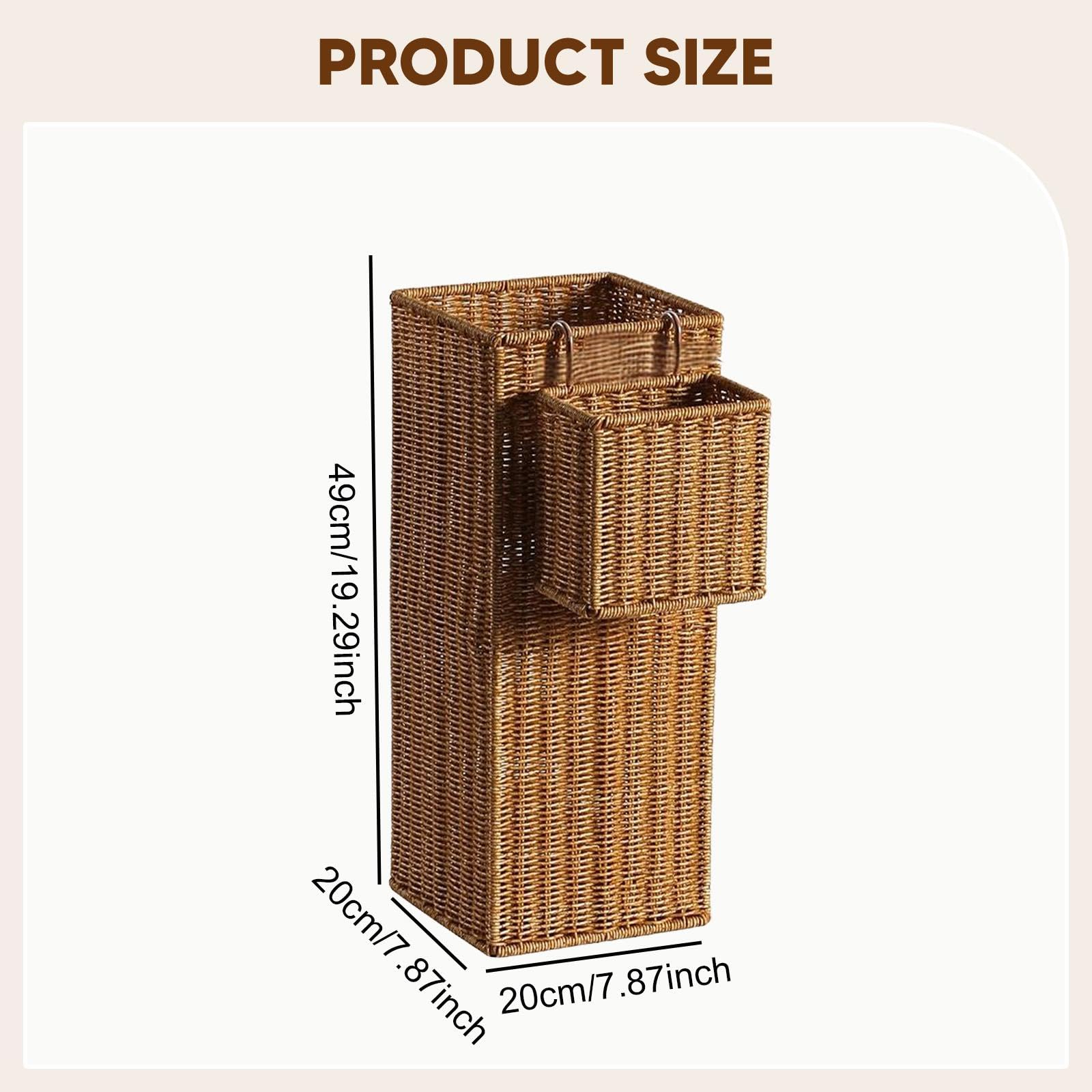 Soporte para Paraguas Decorativo Que Ahorra Espacio, Organizador de Mimbre sintético Tejido para Entrada, Oficina o el hogar, 20x20x49 Cm