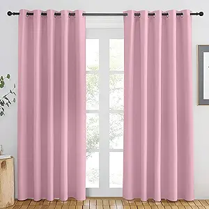 NICETOWN Rouge Pink Blackout Curtains 84 inch Length, Grommet Top Room Darkening Drapes for Bedroom Living Room, Light Blocking Window Covering for Privacy (W66 x L84 Inch, 1 Panel)