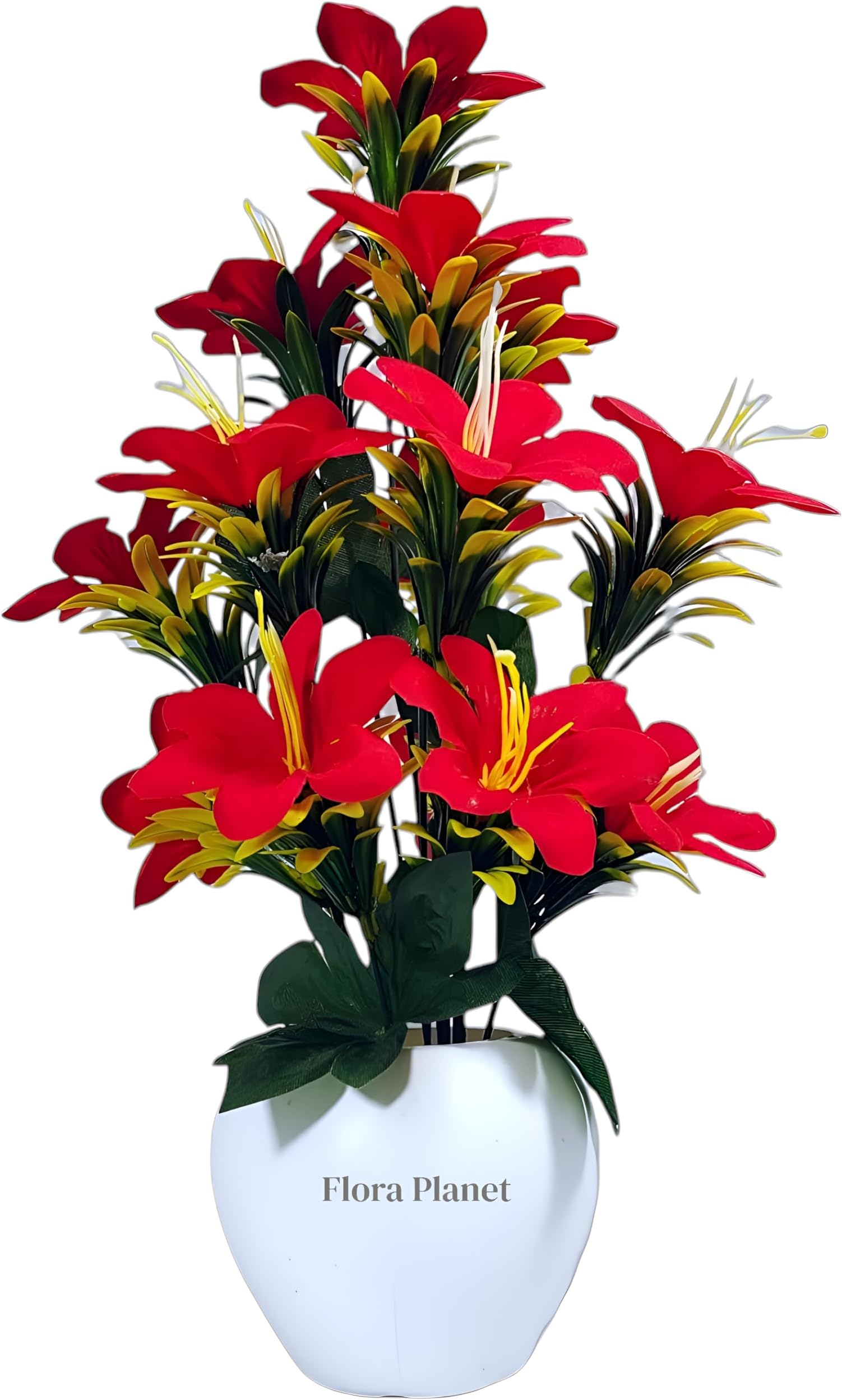 Flora Planet Artificial Plants for Home Decor & Office Decoration 1 Big Size Artificial Flowers Pot with vase, Artificial Flowers for Decoration (34cm Height),Plastic,Multicolor