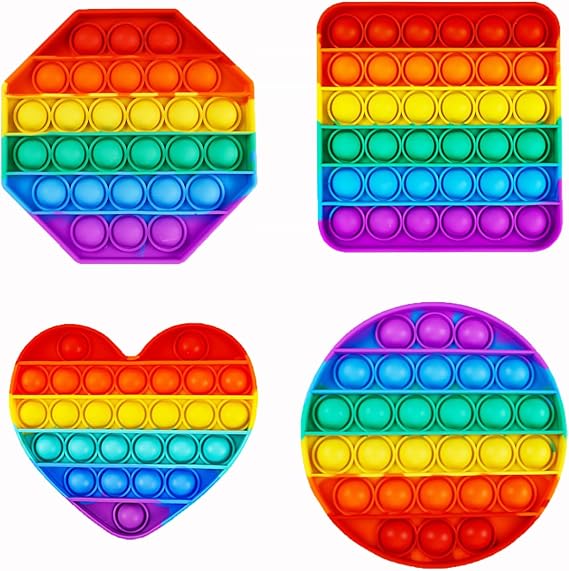Random 4 Pcs Fidget Toys,Push Pop Fidget Sensory Toys Set,Stress Relief Gifts for Kids & Adults,Pop Bulk & Party Favors Toddler Toys for Easter Gifts,Party Supplies,Classroom Prizes