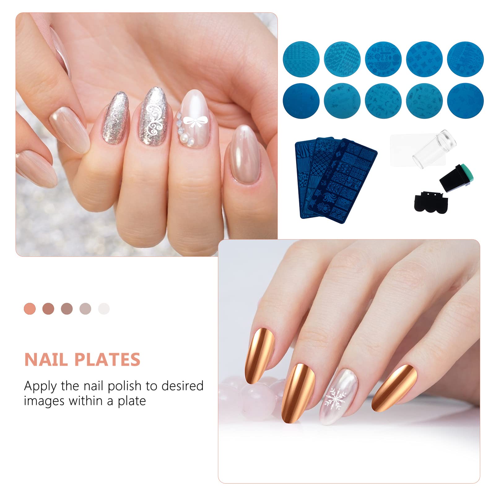 Beavorty 2 Set Di Piastre Per Timbri Per Nail Art in Acciaio Inossidabile Set Di Modelli Per Timbri Per Unghie Stencil Per Timbri Per Manicure 13 Pezzi * 2