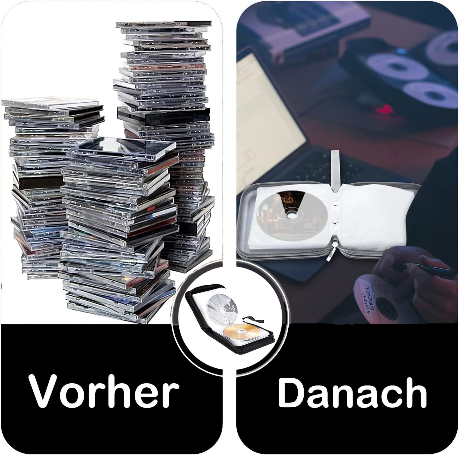 Porta CD Custodia, Dvd Organizzatore, Protable Oxford Panno 40 Dischi CD, Cerniera Custodia Organizer per Dischi Protettivi per Viaggi in Auto, Blu