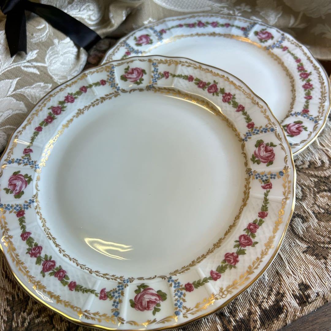 フランス製　Limoges ROSE DE LIMOGESディナープレート ペア フランス製 Limoges ROSE DE LIMOGESディナープレート ペア