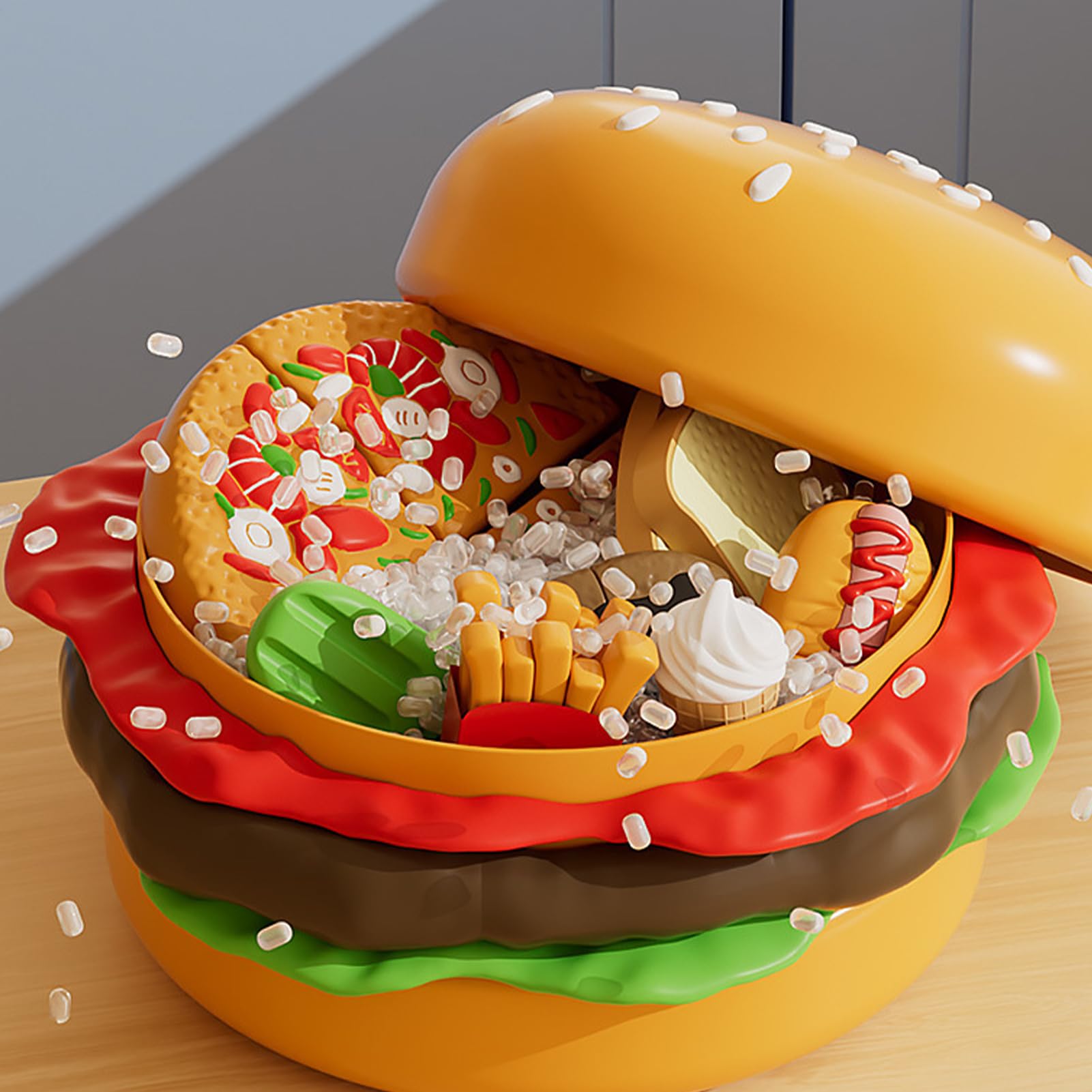 Jedzenie Do Zabawy W Kuchnię Edukacyjny sensoryczny duży hamburger | Zabawki Spożywcze Dla Dzieci Edukacyjne Sensoryczne Akcesoria Dużego Hamburgera do Klasy, Przedszkola, na Urodziny
