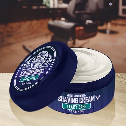 Vista 20 de Viking Revolution Crema de afeitar de lujo para hombres, aroma a sándalo, jabón de afeitar suave, suave y sedoso, espuma rica para el afeitado más
