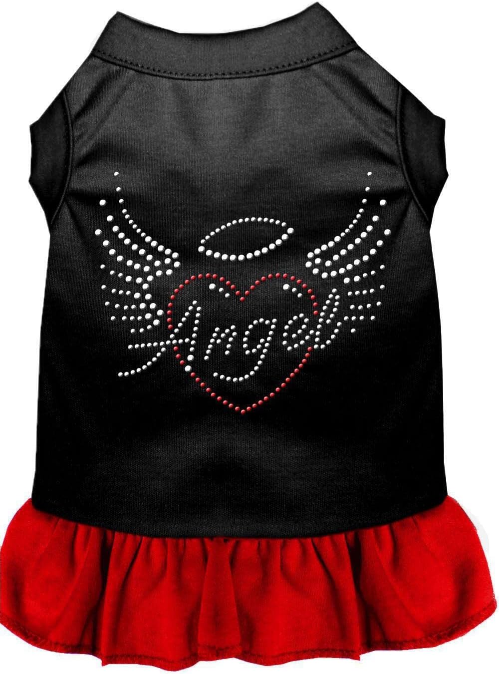 Mirage Pet Products 57-55 XSBKRD 8 Angel Heart Rhinestone Dress Black with Red, X-Small