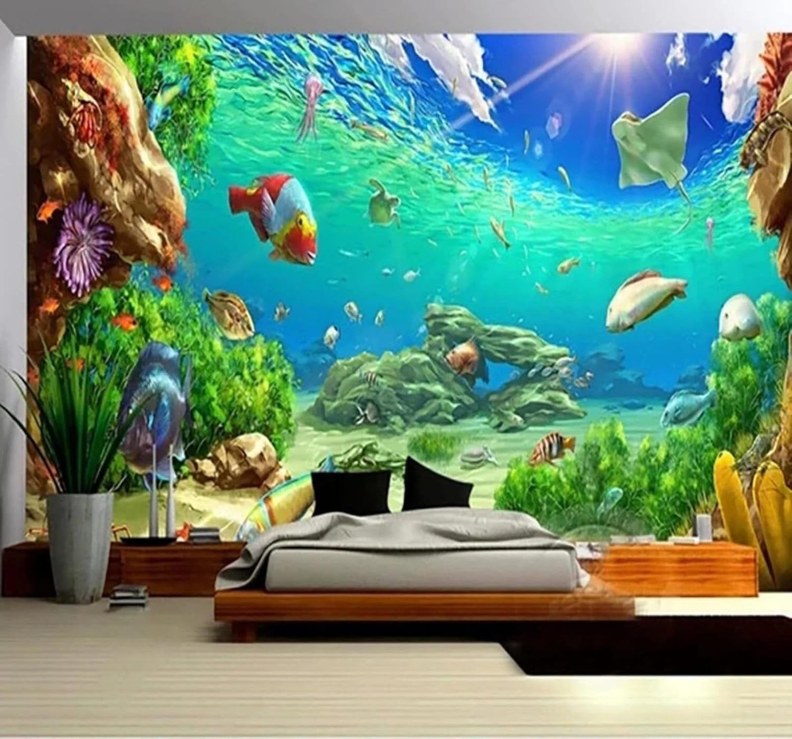 XLMING Fresh Beautiful Underwater World Coral Scenery 3D Wallpaper Luxury Home Dining Decor Paste Sofa Living Room The Wall for Bedroom Mural-400cm×280cm