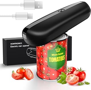 Homtronics Electric Can Opener, [Built-in Rechargeable Battery] One Touch Automatic Tin Opener, Hands-Free Tin Openers for Arthritis Hands Elderly Chefs, Safe Smooth No Sharp Edges for Almost Size Can