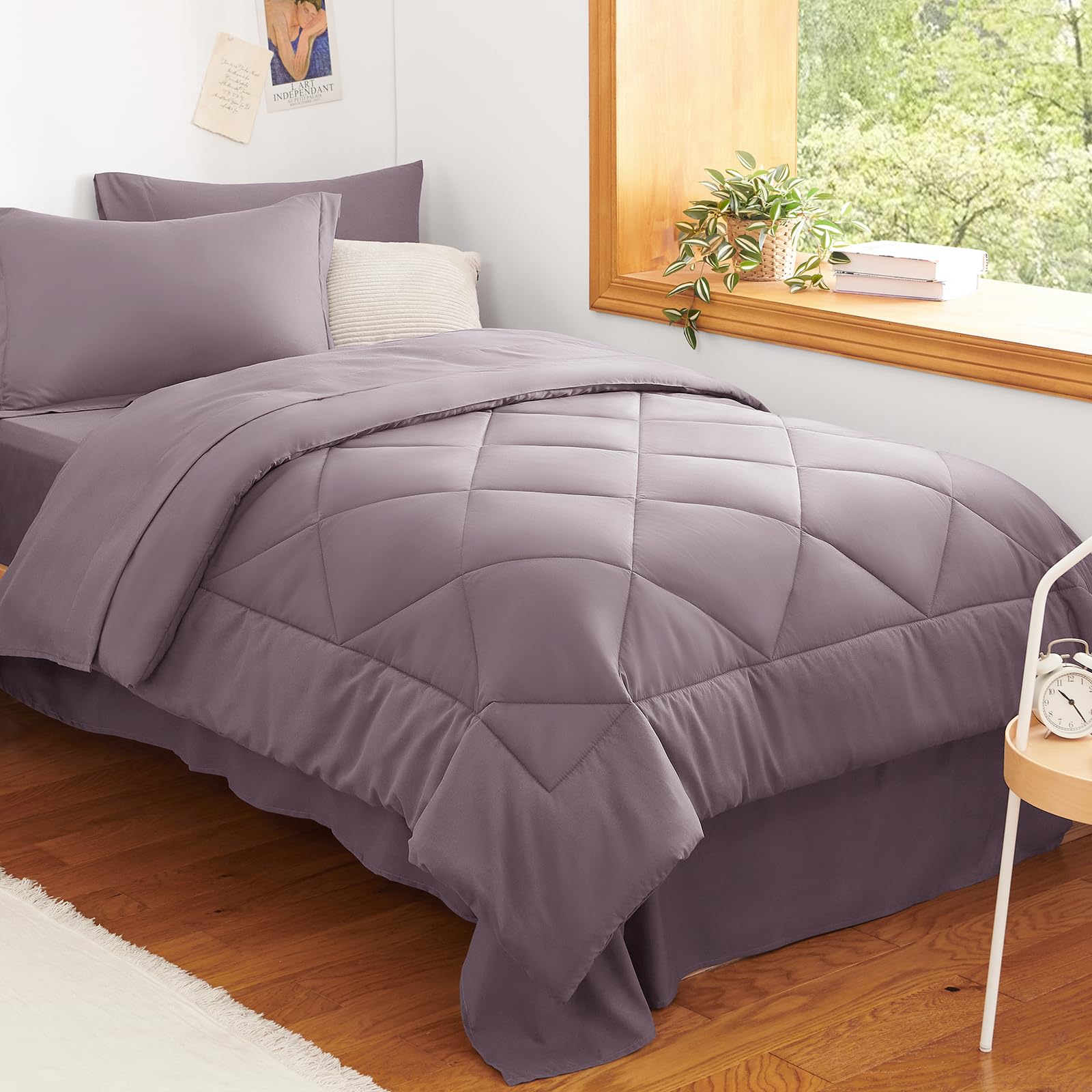 CozyLux Twin XL Comforter Set 68"x88" Dusty Purple - 5 Piece Bed in a Bag