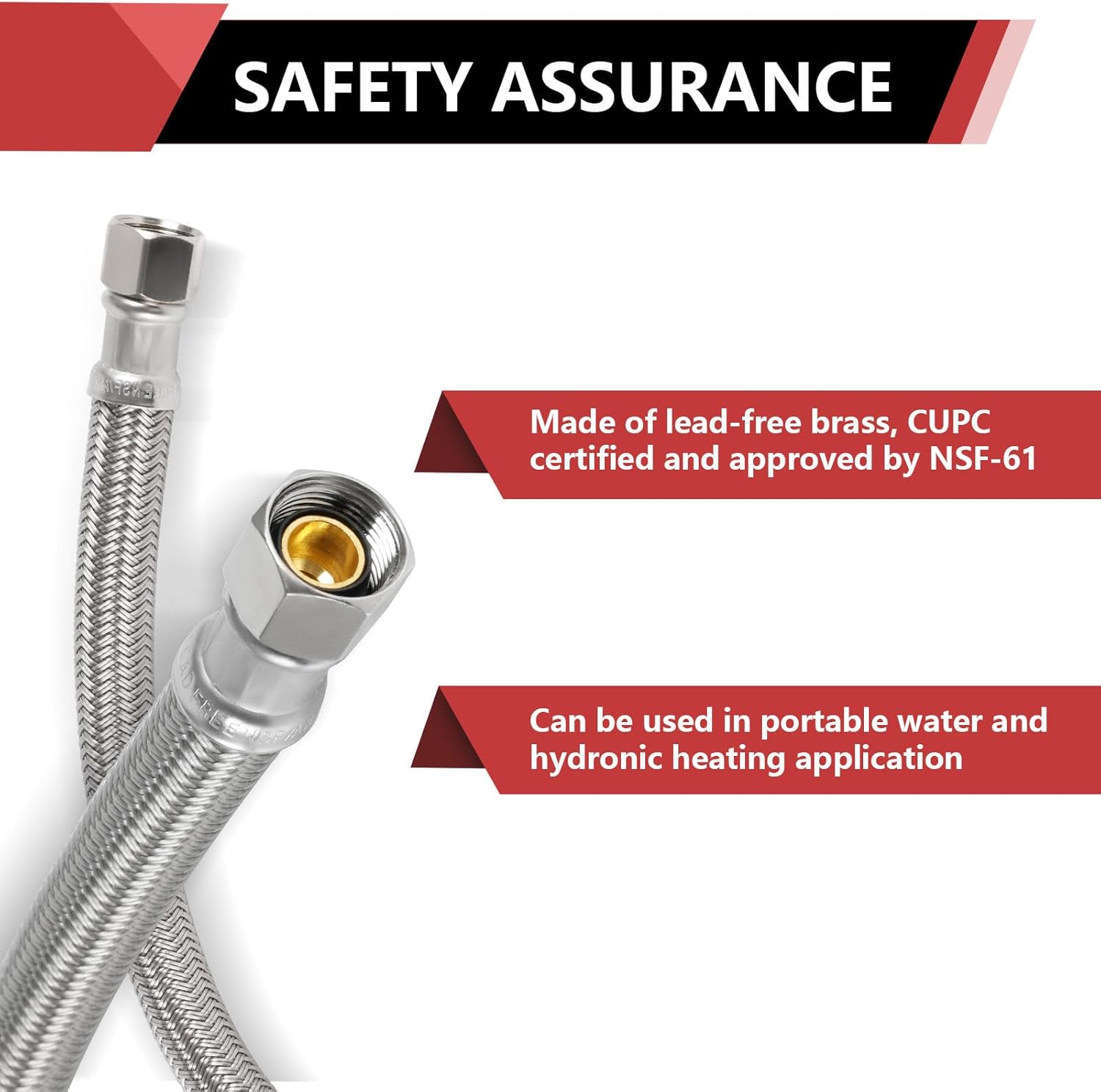 (10 Pack) Efield Faucet Braided Hose,3/8" X 3/8" Compression 16 Inch Length,Stainless Steel Faucet Connectors(16 Inch),(HOSE101)