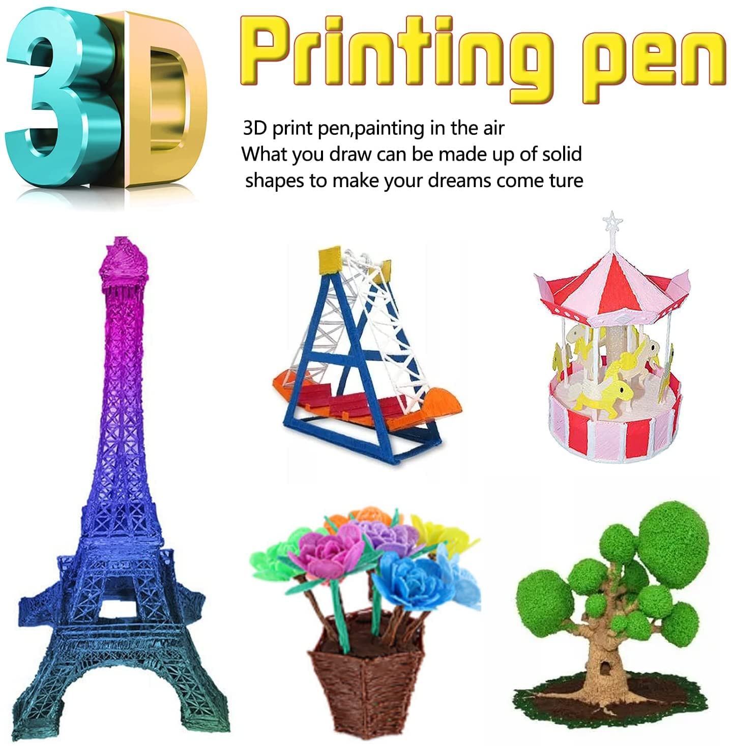 jkk 3D Printing Pen with LCD Display Free 3 * 10 Meter PLA Filament Refills Multicolor 3D Printer Pen-picture-27