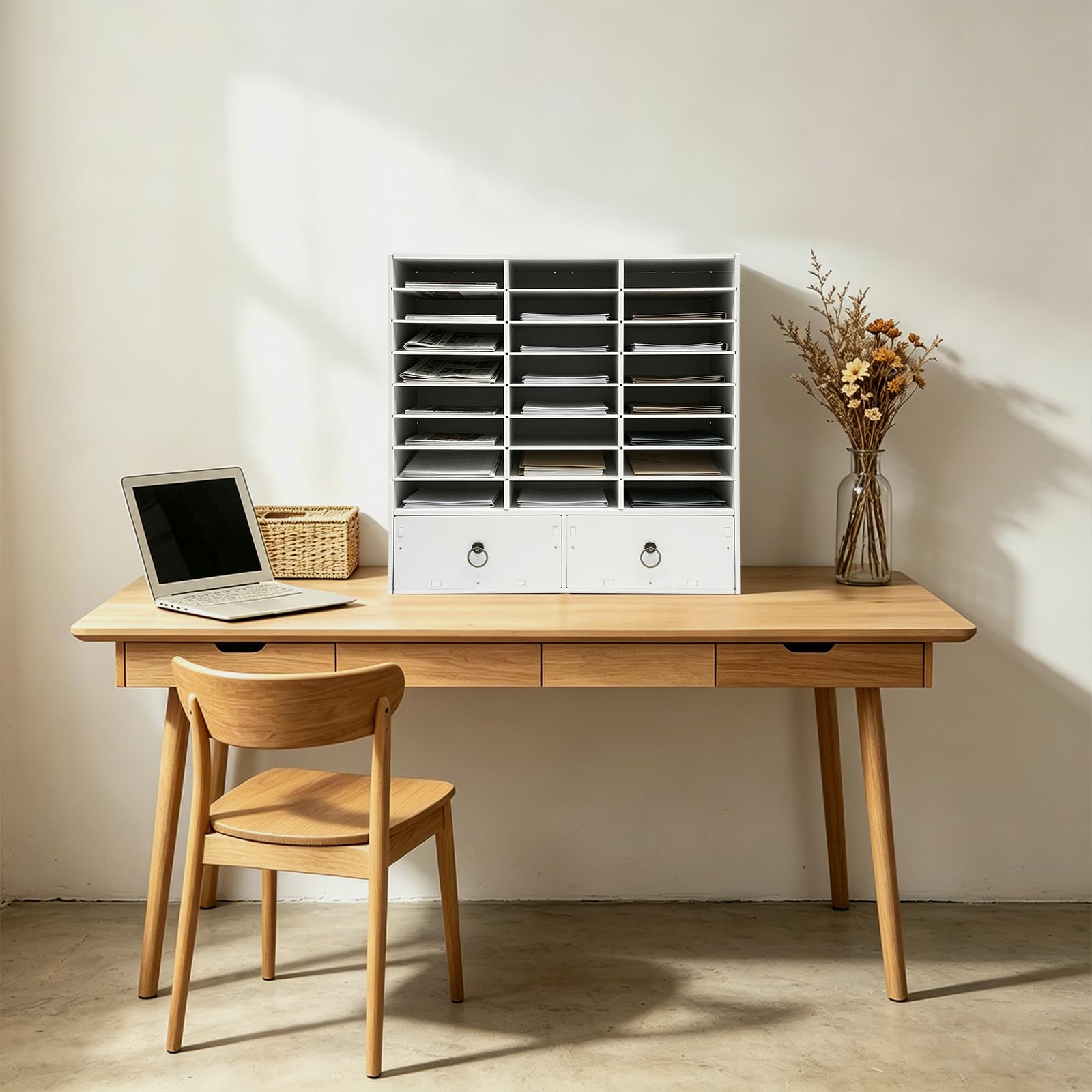 Aktenordner Büro Organizer 24 Fächer Veranstalter Schubladen Organizer Standregal Aufbewahrung für Büro Wohnzimmer Zeitschriften Bücher 71,5x30x70 cm