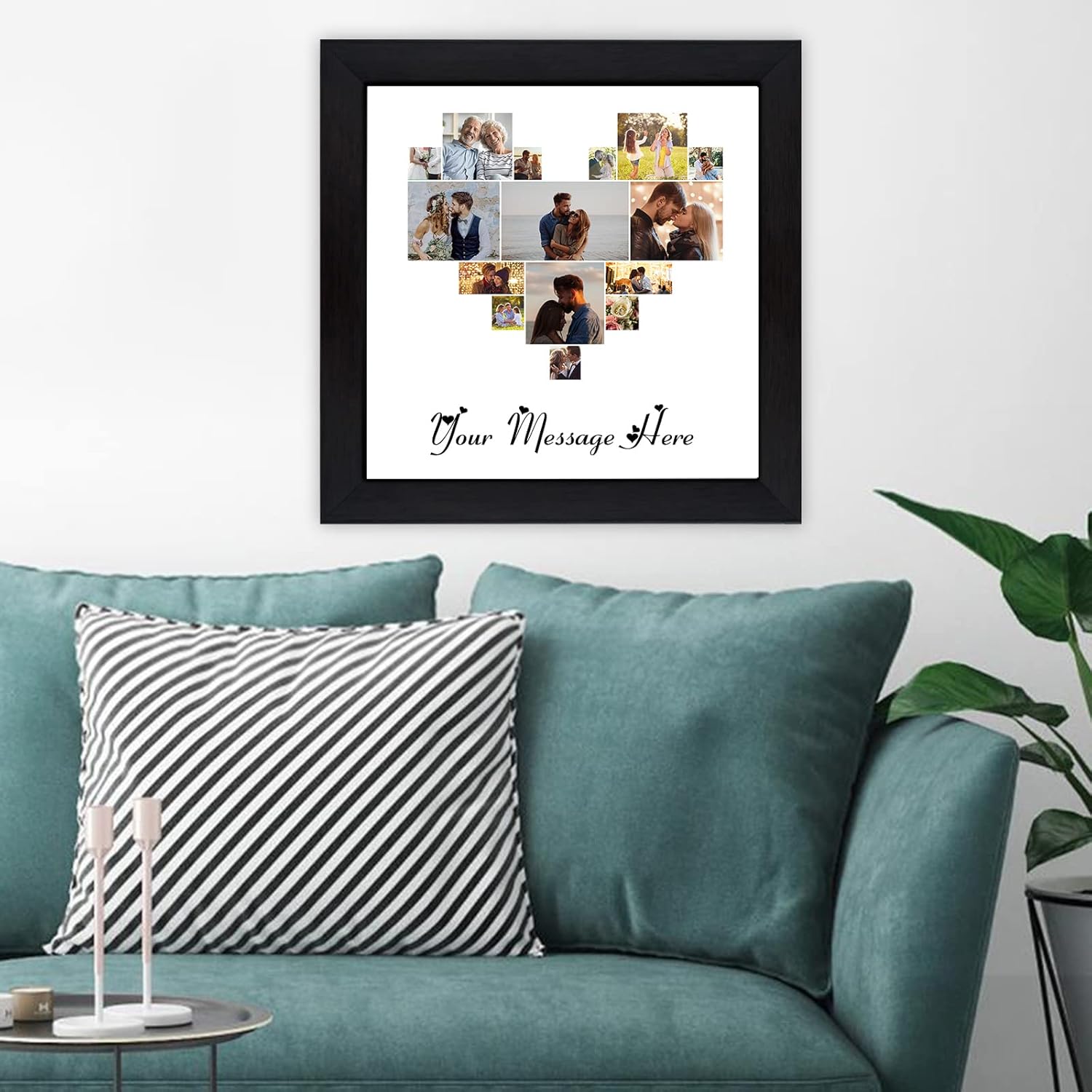Personalized Photo Collage Heart Shapes Print Frames,Custom Wooden Collage Picture frames for Wall Decoration ,Customized Picture Gifts for Valentine's Day, Mother & Father's Day,Wedding, Birthday
