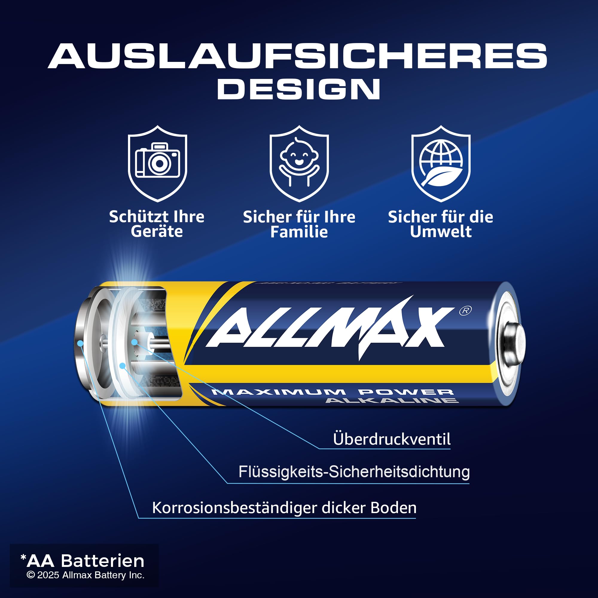 Allmax AA Mignon (LR6) Alkaline Batterien (600 Stück) – 1,5 V | 10 Jahre Haltbarkeit • Auslaufsicheres Design • Ultra-Langlebigkeit • Maximale Leistung