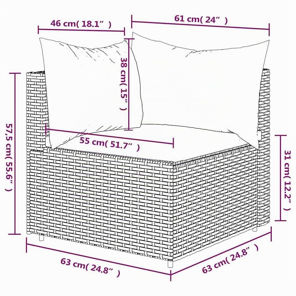 vidaXL Divano Angolare da Giardino con Cuscini in Polyrattan Marrone
