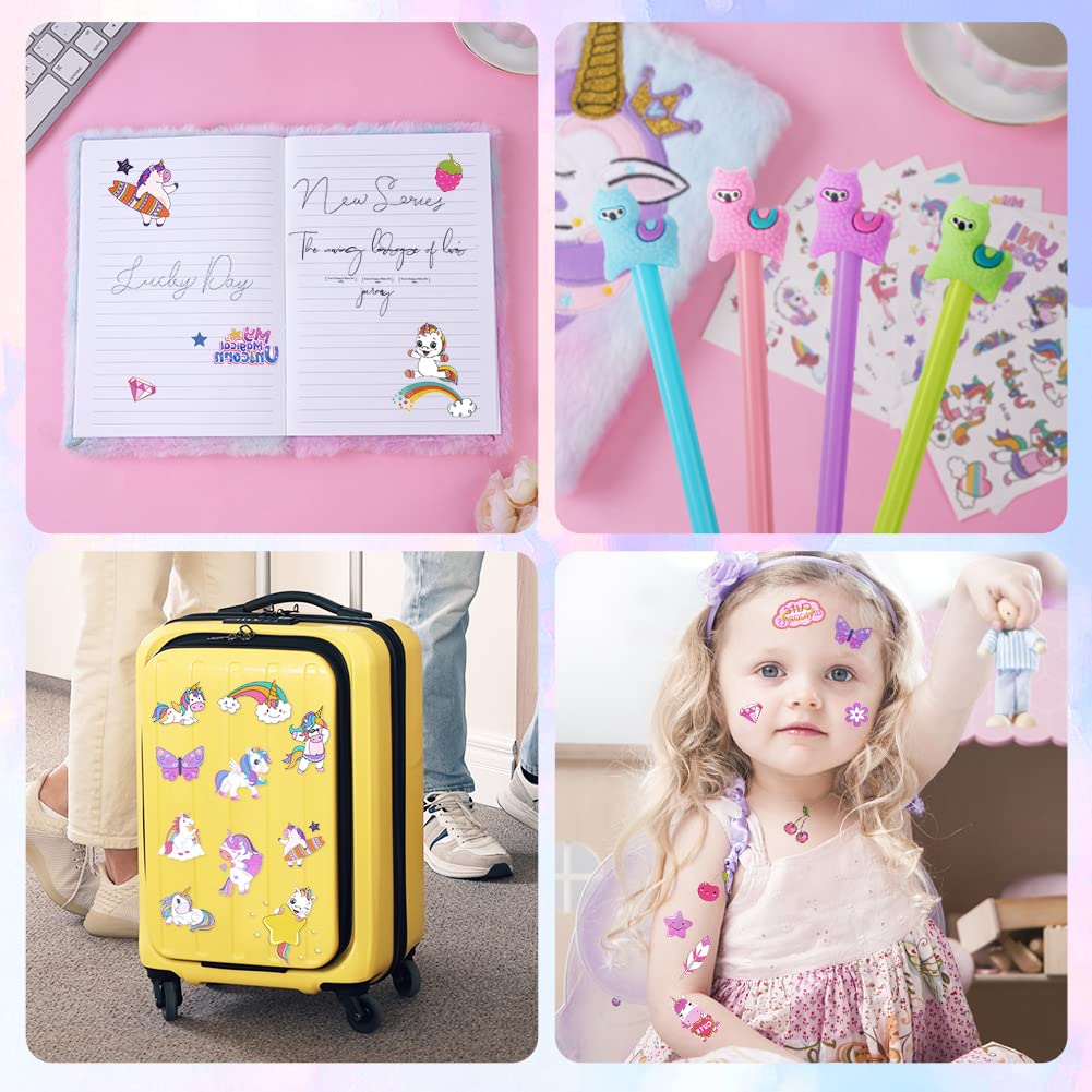 OFFCUP Quaderno Peluche Unicorno Diario Segreto Set Cancelleria Bambina Regalo 4 Penne Gel 10 Adesivi