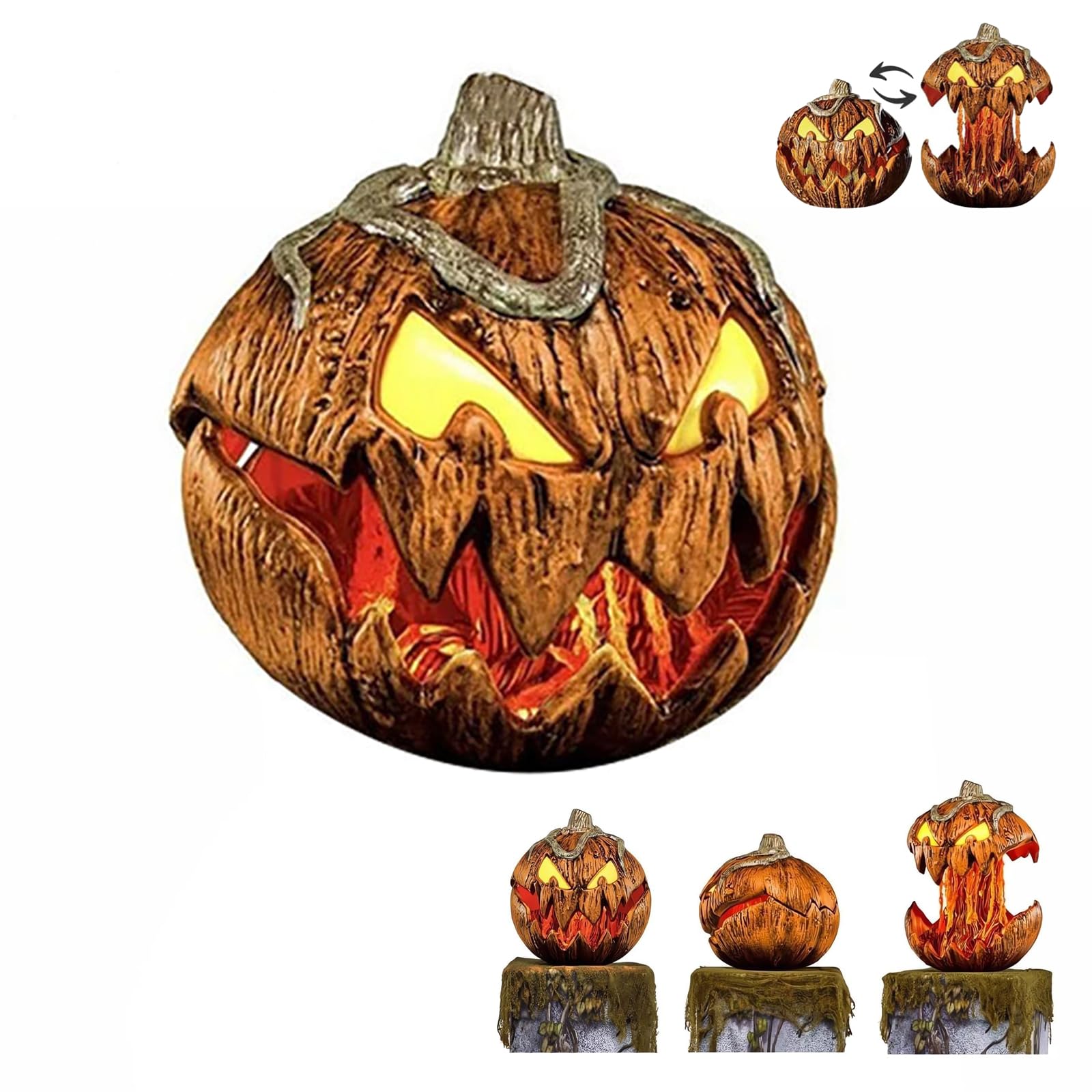 Akayoo 1Pcs Halloween Gourdo Pumpkin Lighting,2023 New For Spirit Halloween Gourdo Animatronics,Pumpkin Lights Mouth Open Halloween Pumpkin Lights,Scary Halloween Pumpkin For Spirit Halloween Animatronics