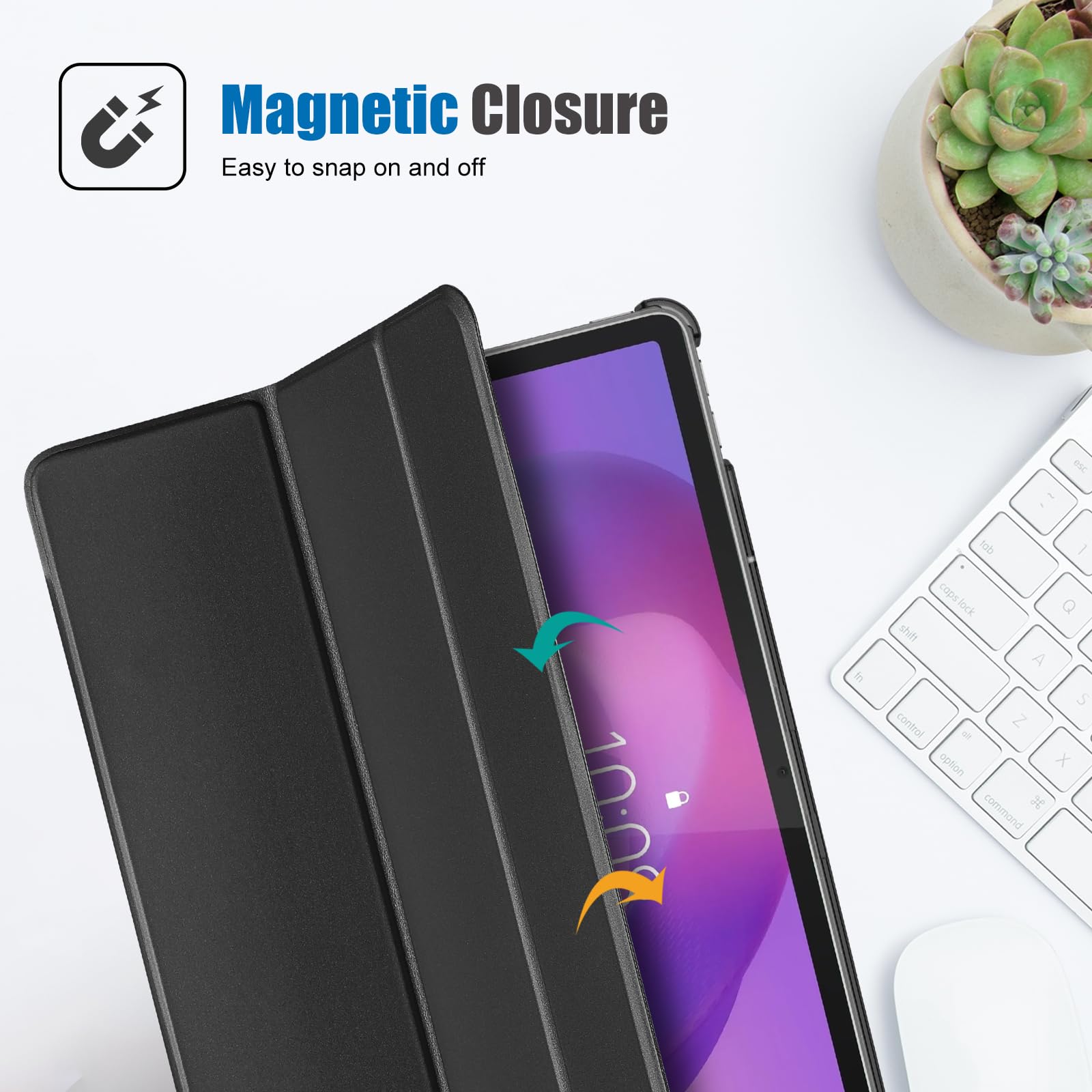 ProCase Etui folio do Lenovo Idea Tab 27.9 cm 2025 z uchwytem na długopis, Lenovo Idea Tab 27.9 cm TB-336ZU/TB-336FU smukły stojak potrójnie składana twarda obudowa ochronna na tablet osłona