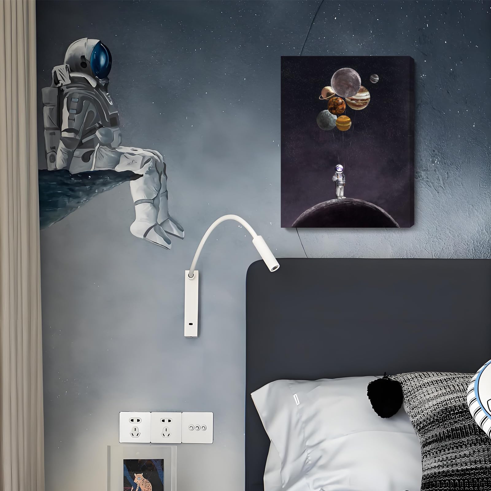 ARTZON Inspirational Wall Art Canvas Print Astronaut Holding Planet Creative Picture Framed Artwork for Bedroom, Bathroom, Living Room, Office, 12x16inch