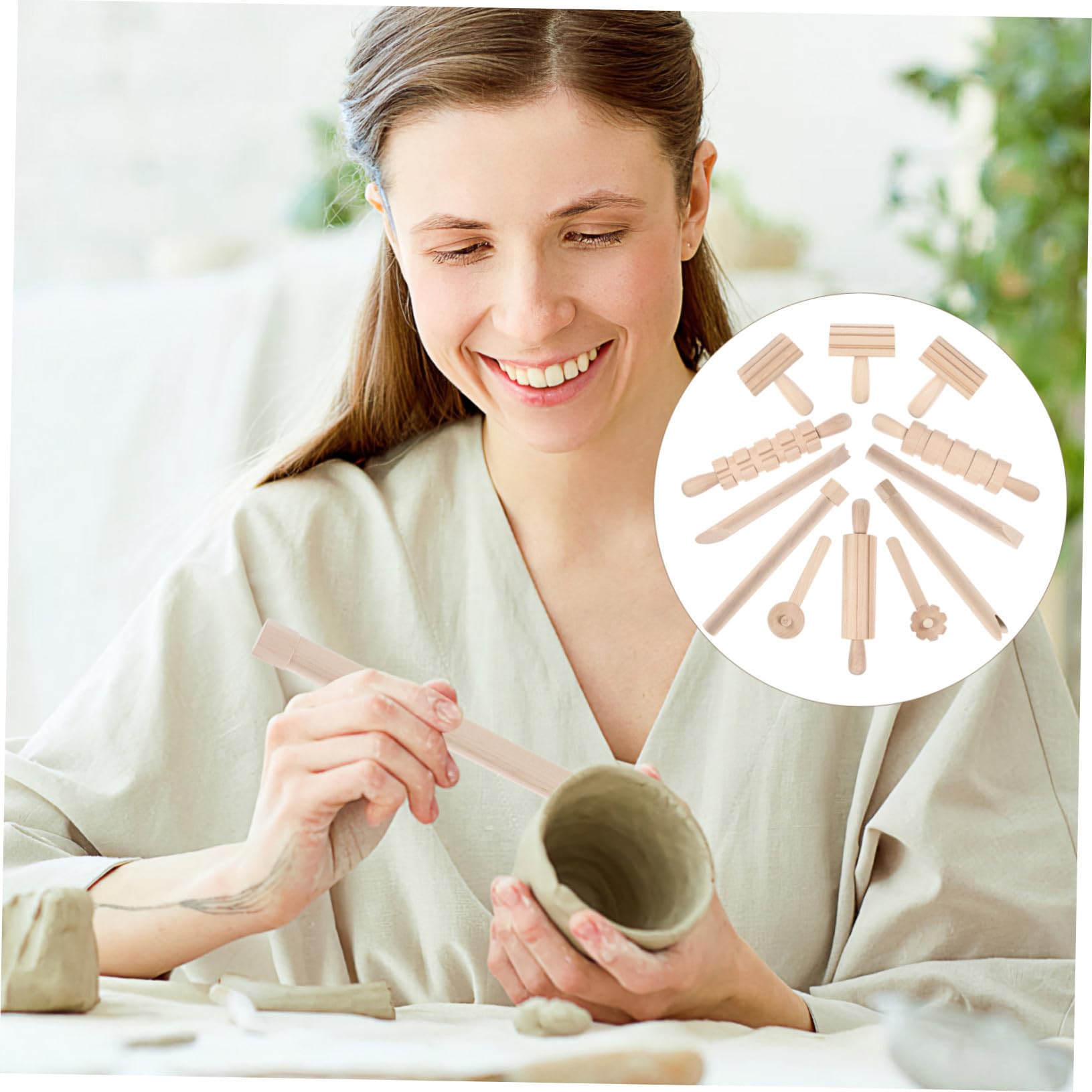 Ensemble d'Outils en Pâte à Modeler en Bois pour Garçon et Filles DIY, 12