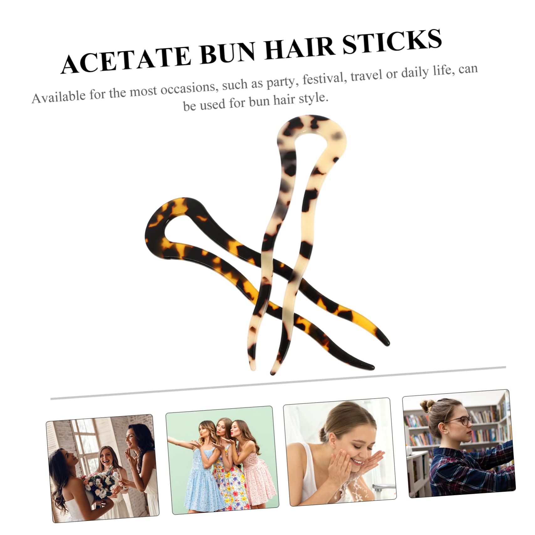 10stücke U-förmige Haarnadeln Aus Acetat Im Französischen Stil Wellenmuster Haargabeln Für Hochsteckfrisuren Für Chignon Und Elegante Frisuren Tiefem Und Hellem Schildpatt