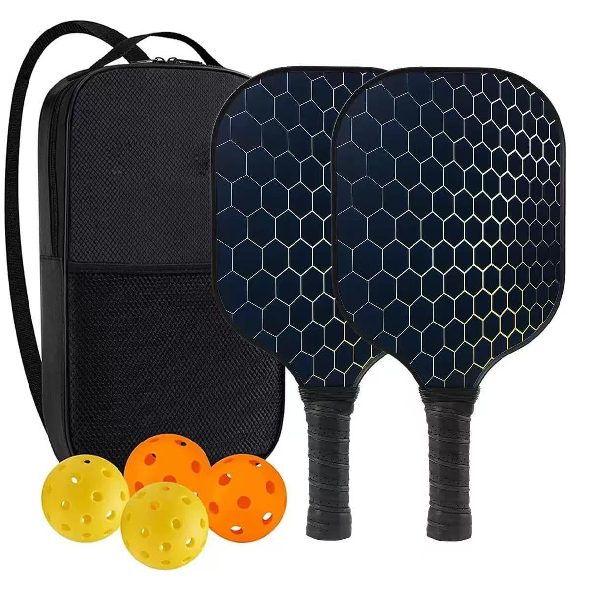 FIT FORGE Pickleball Paddle Set – 2 Fiberglass Paddles (1.5 Cm), 4 Pickleballs, Dual Paddle Cover Bag & Cushioned Comfort Grip – Durable Outdoor Game, Carbon Blue Shade-image-37