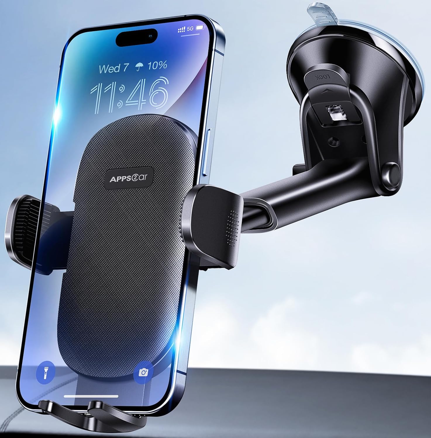 APPS2Car Car Phone Holder Mount, Dashboard/Windshield/Cell Phone Holder for Car, Compatible with iPhone, Samsung, All Cellphone,Black APPS2Car Car Phone Holder Mount, Dashboard/Windshield/Cell Phone Holder for Car, Compatible with iPhone, Samsung, All Cellphone,Black