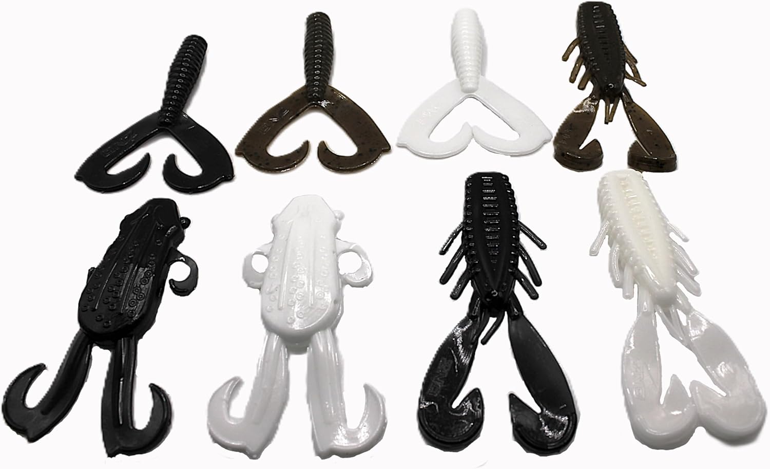 Game Reaper Baits Bass Trailer Creature Pack Mud Bug, Sickle, Bud Frog Soft Plastic Creature Baits Black, Green Pumpkin, White Lifelike Kicking Action Lightly Salted Jig & Trailer Use