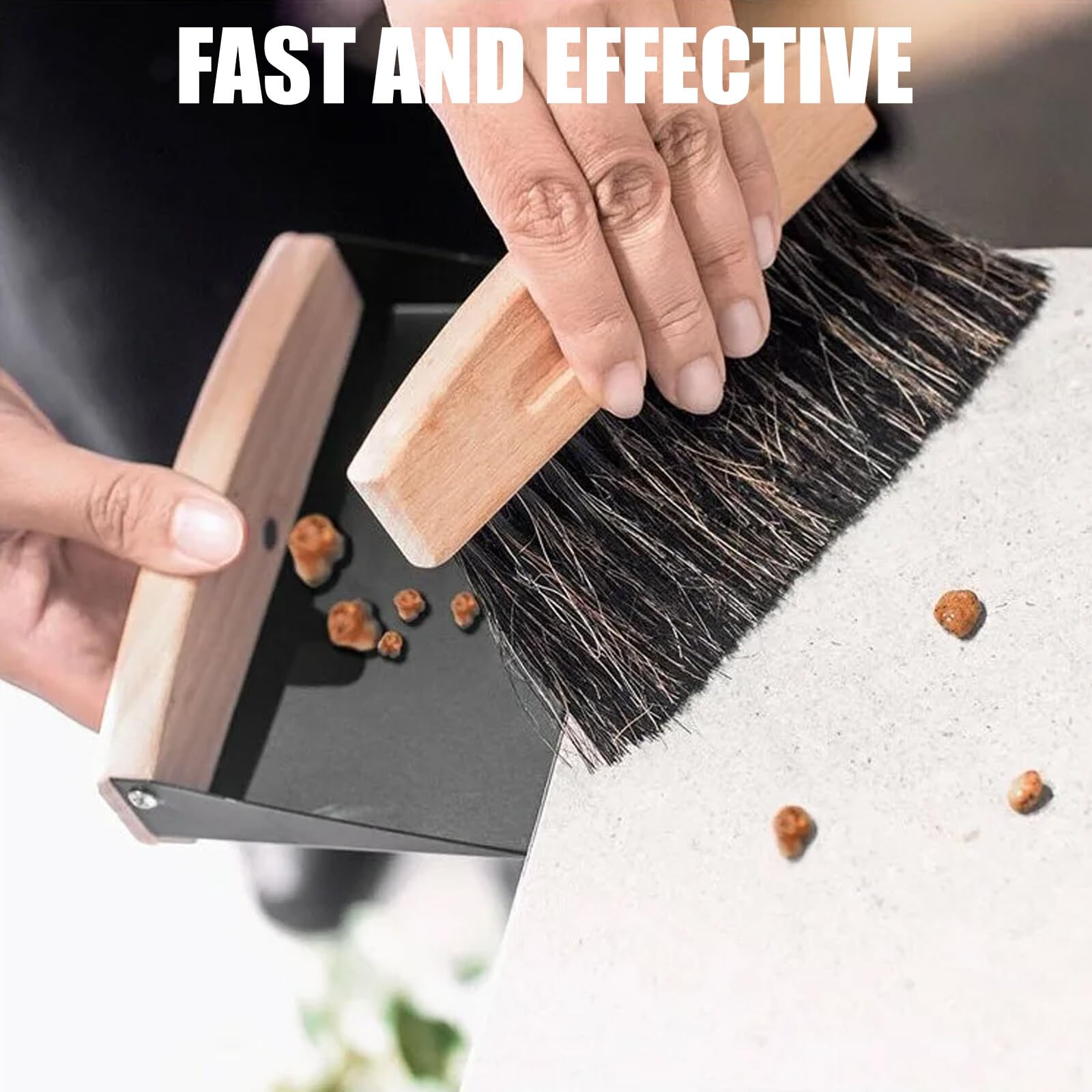 Tafelbezem en veegschep set, schep en bezemset, 2 stuks mini-bezem, tafelveger, handbezem met veegschep, tafelbezem met schep, tafelborstel, kruimelborstel voor keuken, woonkamer (zwart