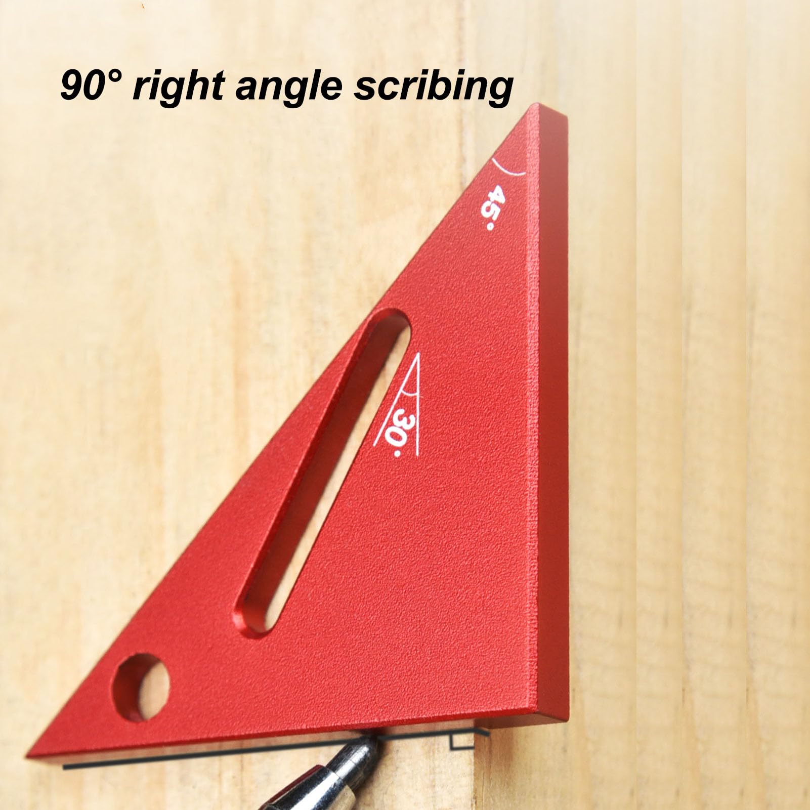 Righello Triangolare Professionale per la Lavorazione del Legno, in Lega di Alluminio, con tacche di misurazione a 90, 45 e 30 Gradi.