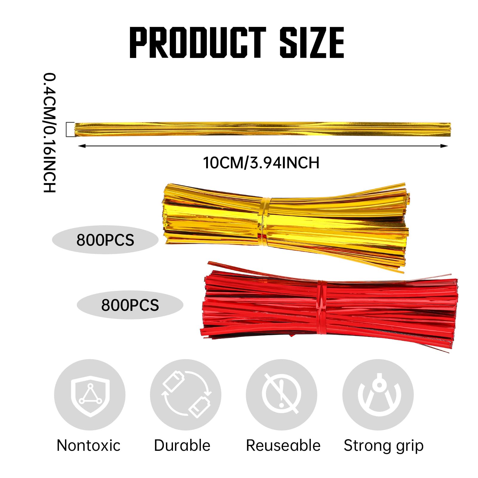 Fascette Metalliche Per Sacchetti - 1600 Pezzi - Oro E Argento - 10cm