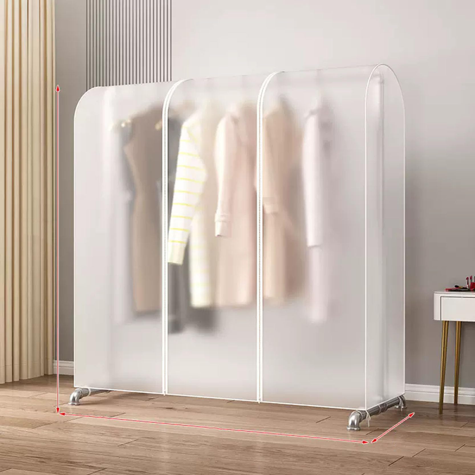 Copriabiti Trasparente Gigante 180x150x50 Cm In PEVA - Copertura Antipolvere Per Appendiabiti Con 2 Cerniere - Impermeabile