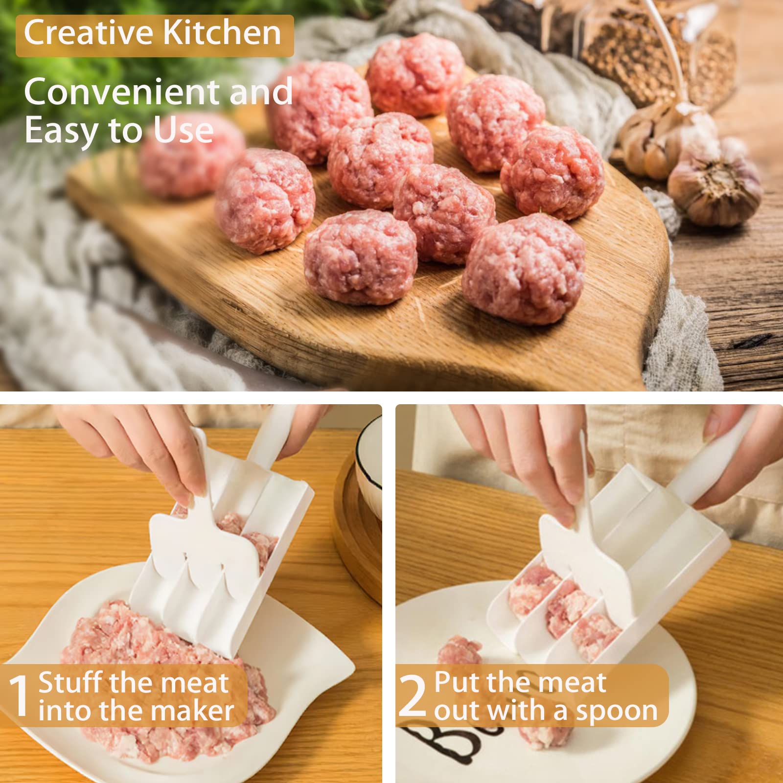Machine à Boulettes De Viande En Inox 304 - Triple Tube, Manuelle - Pour Boulettes De Viande, Poisson, Légumes - Facile à Utiliser Et Nettoyer