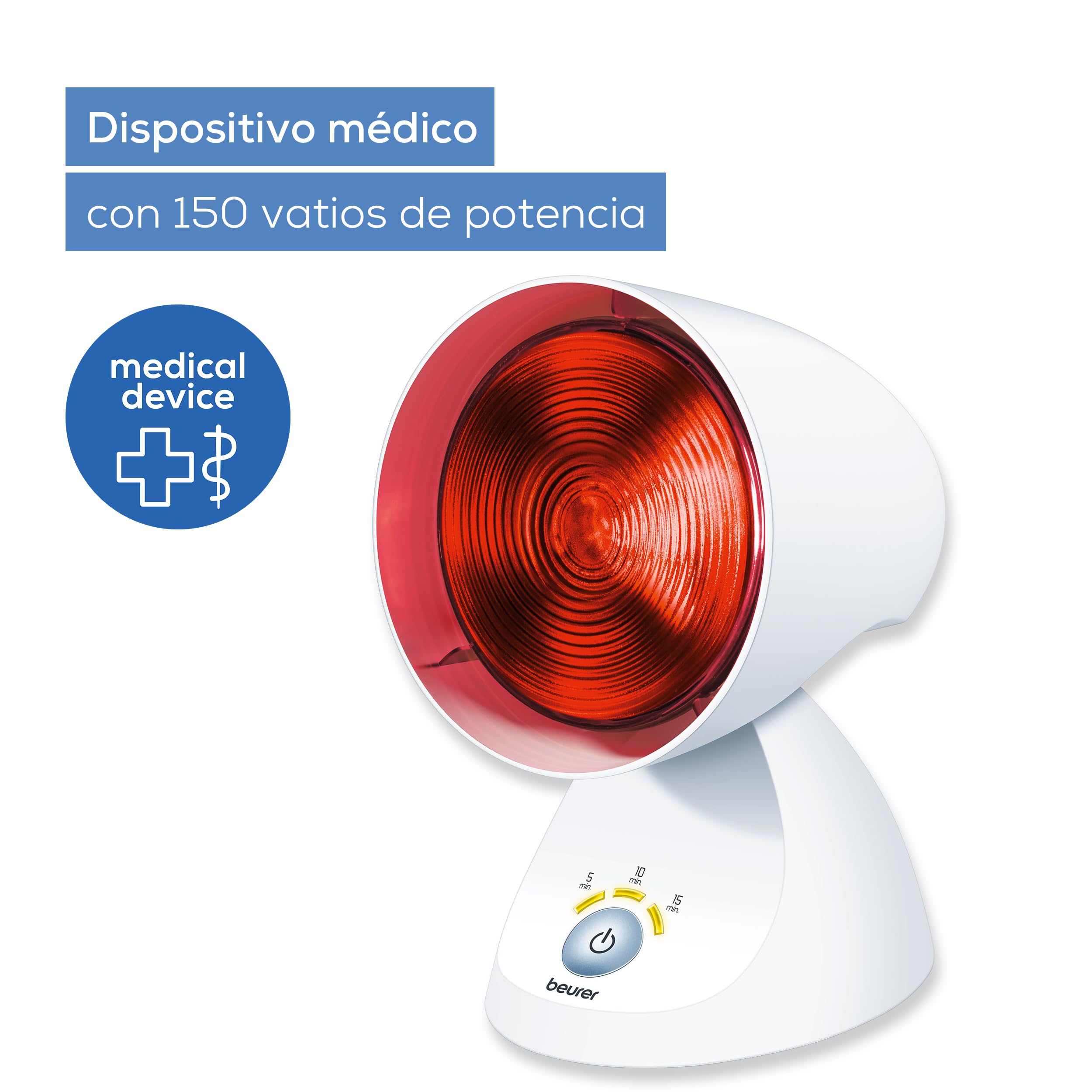 Beurer IL 35 Lámpara de infrarrojos, luz infrarroja calmante y cálida con temporizador de 3 etapas y 5 ángulos de inclinación para aumentar el bienestar, aflojar los músculos y aliviar la tensión