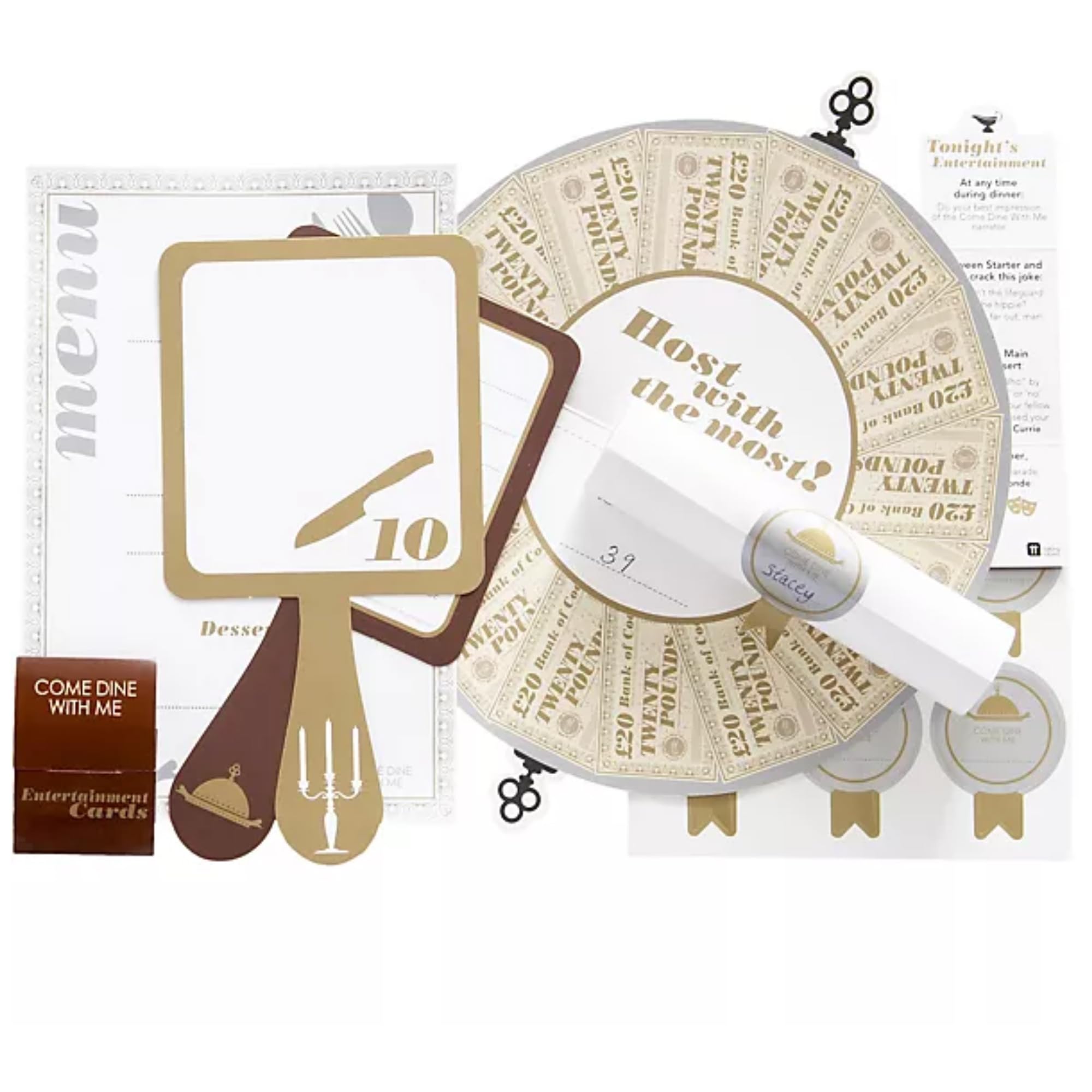 Dinner Party Table Games - Come Dine with Me Inspired Dinner Party Pack for 6+ Players with Score Cards, Menu Scrolls & Instructions - Fun Game for Family, Friends, Christmas & Reunion Parties
