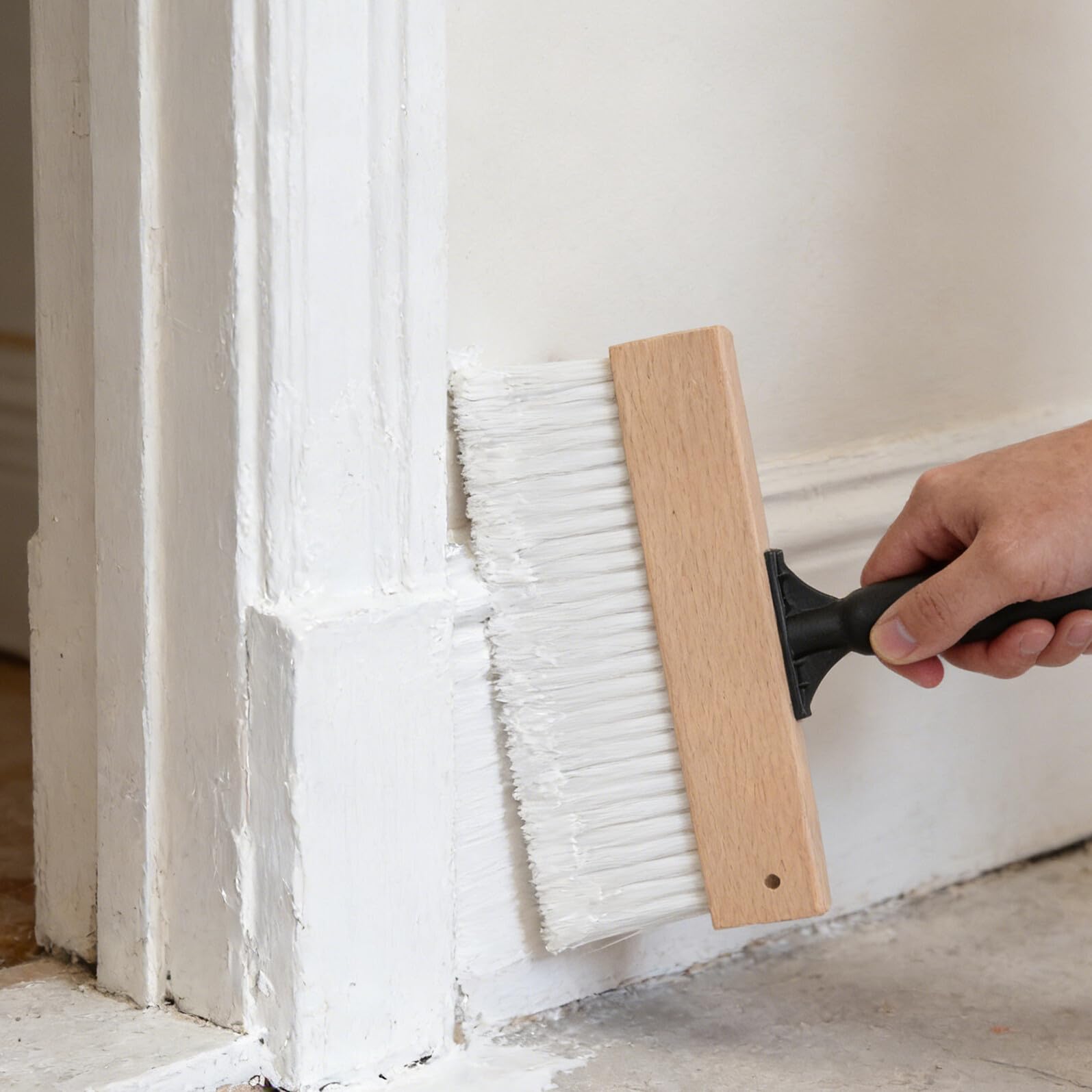 SOIMISS Pennello per Pittura Artigianale Manico in Legno 32 Cm Pennello Angolato per Texture Murale e Decorazioni Fai da Te Strumento per Applicazione Vernice su Pareti e Tessuti