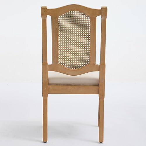 Miniatura 8 de French Style Solid Wood Frame Dining Chairs, Hand-Pulled Buckle Decor PU Leather with Nailhead Trim, High Back Dining Room Chairs Set of 2 for