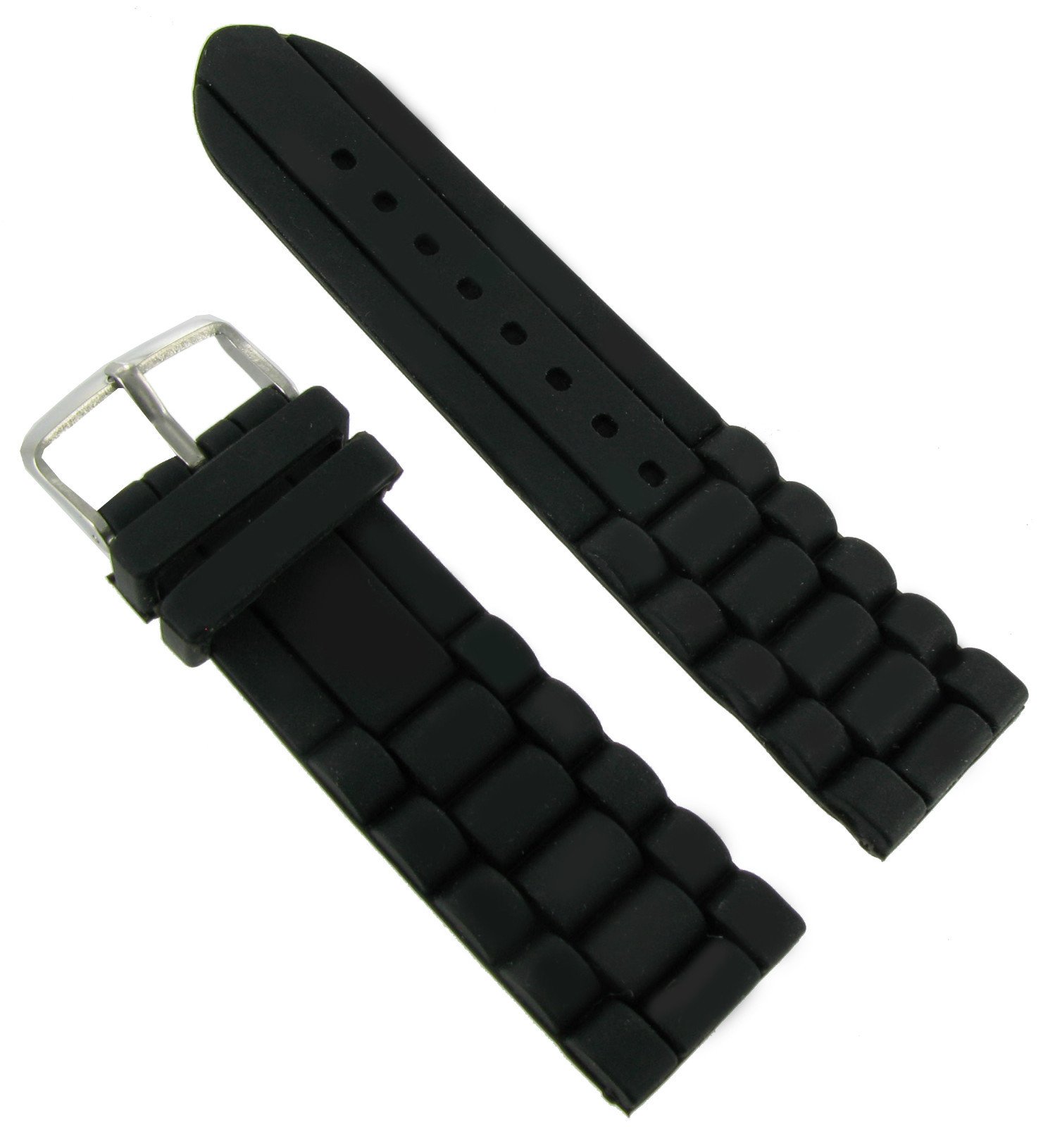 20mm Milano Trendy Silicone Black Waterproof Replacement Watch Band Strap