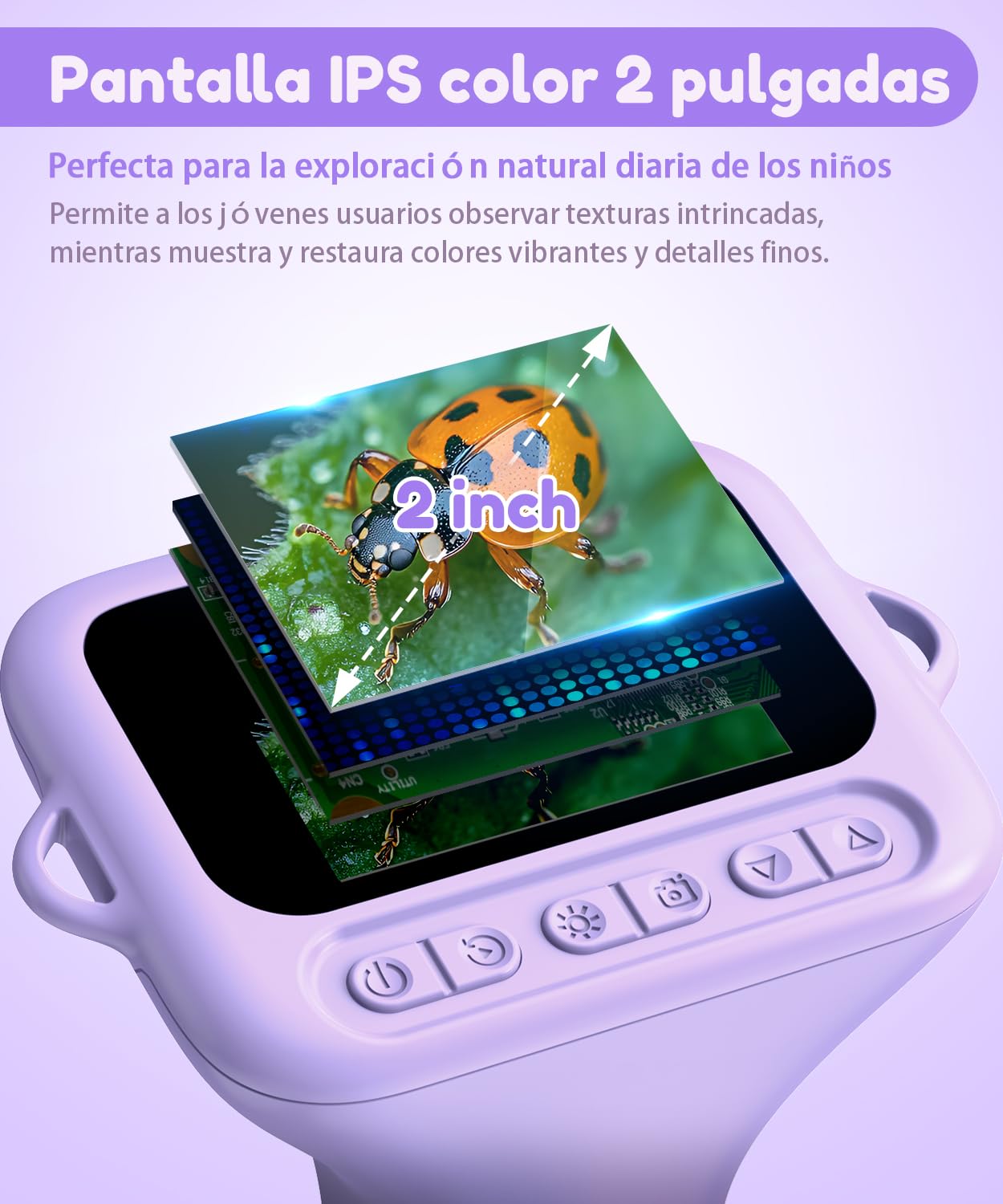USCAMEL Digital Microscopio para Niños Portatil: 1000X Magnificación Pantalla 2.0 Microscopio Portatil Recargable - 6 Láminas Educativas Niños 5-12 Años - Jardín Casa Escuela - Regalo Chicos (Azul