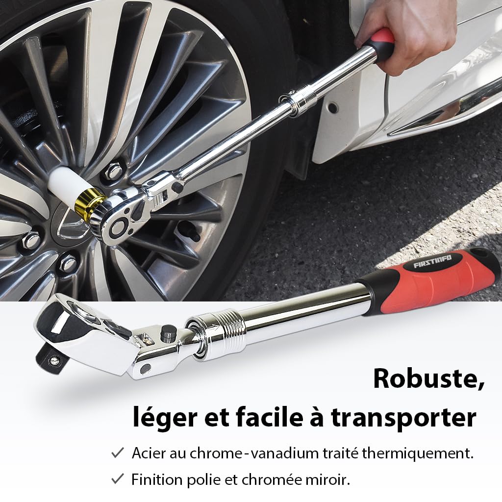 FIRSTINFO Clé à Cliquet Flexible Télescopique 1/2" Verrouillable F3222ND