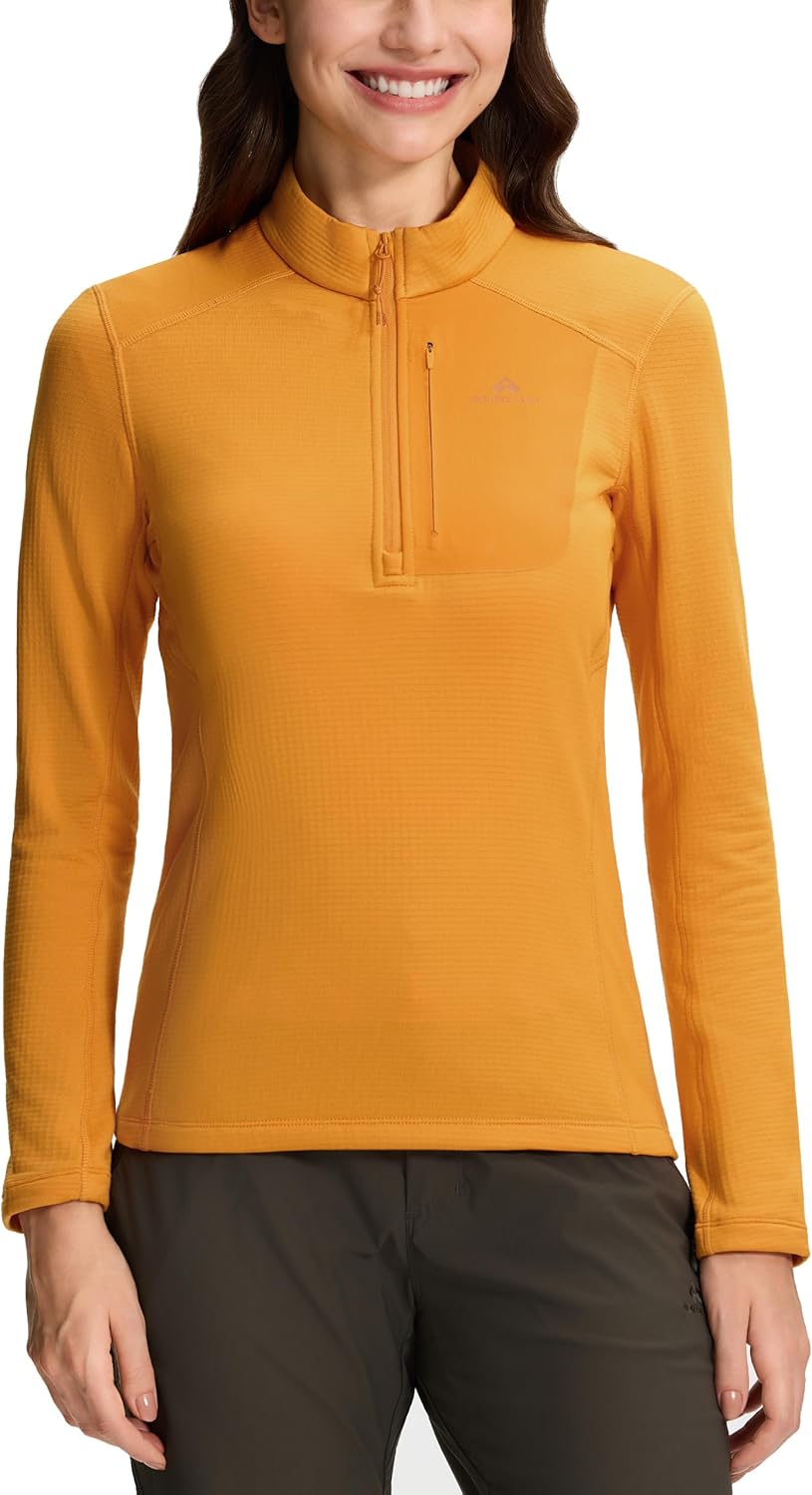 Pioneer Camp Women's Fleece Lined Quarter Zip Pullover Lightweight Thermal Sweatshirts Long Sleeve Running Athletic Tops